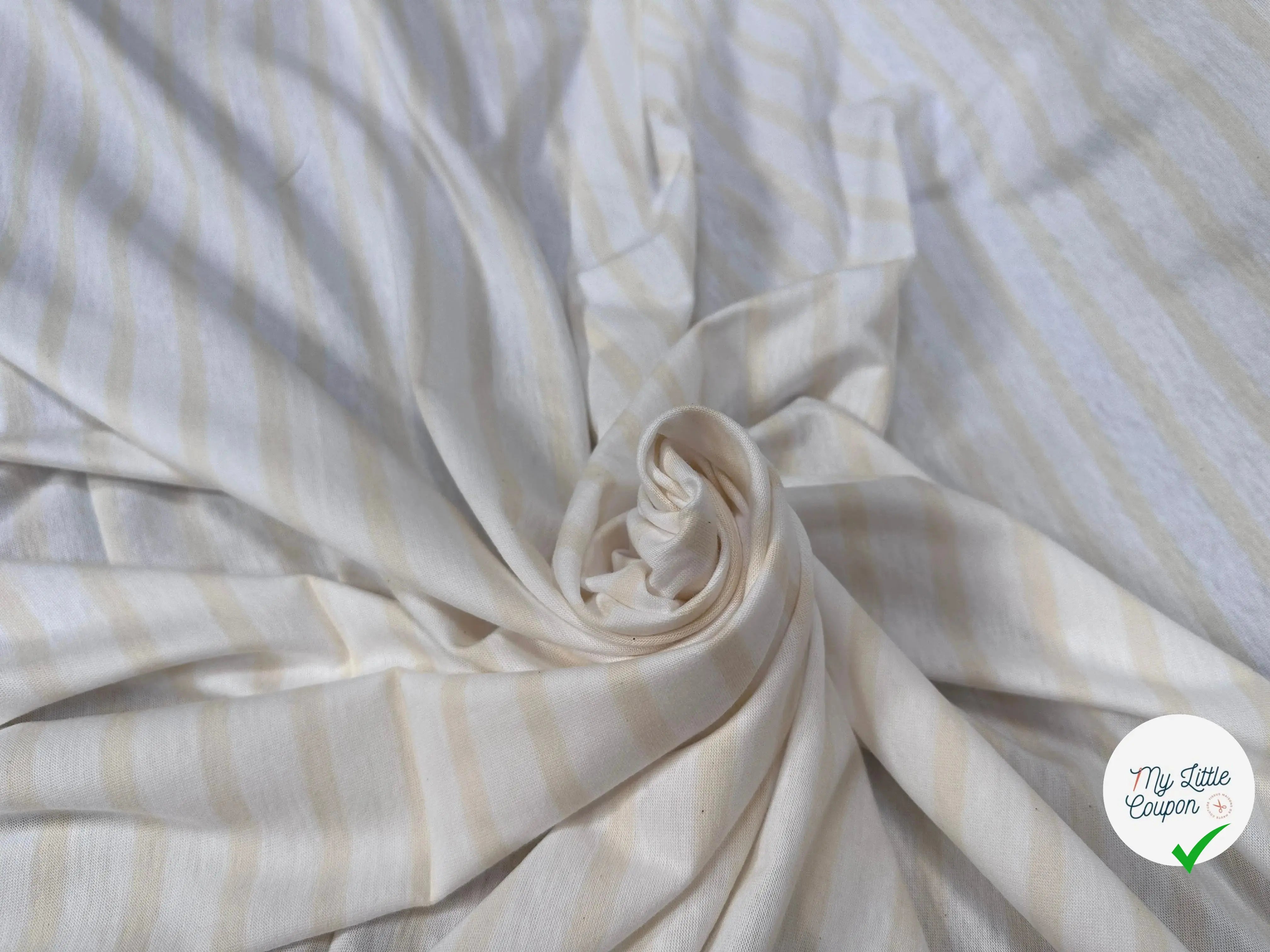 JERSEY DE COTON RAYURES CREME - My Little Coupon