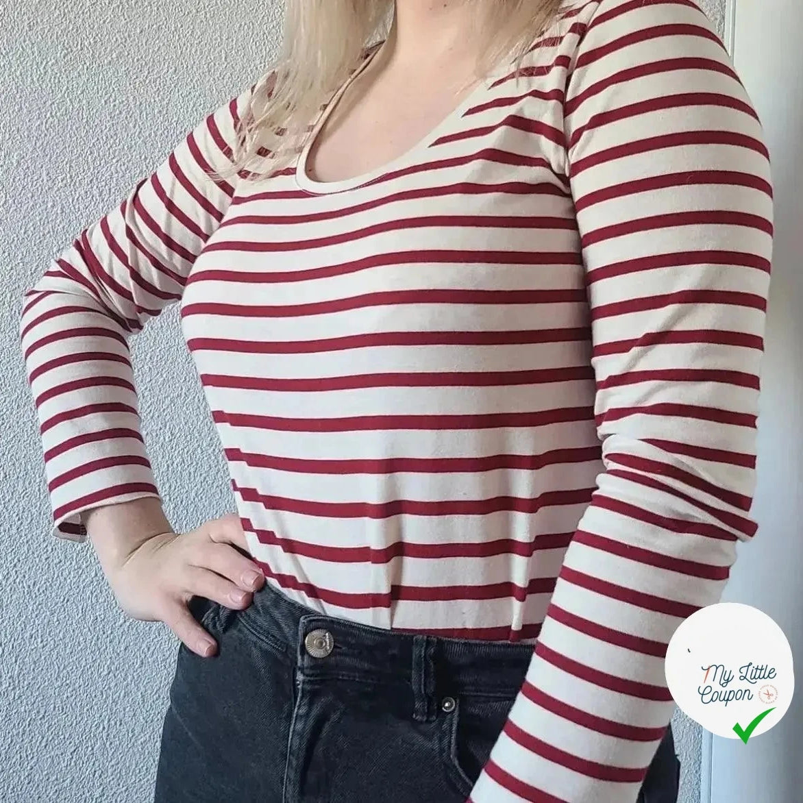 JERSEY DE COTON RAYURES ROUGE PERSAN FOND BEIGE ÉCRU - My Little Coupon - tissu - coudre