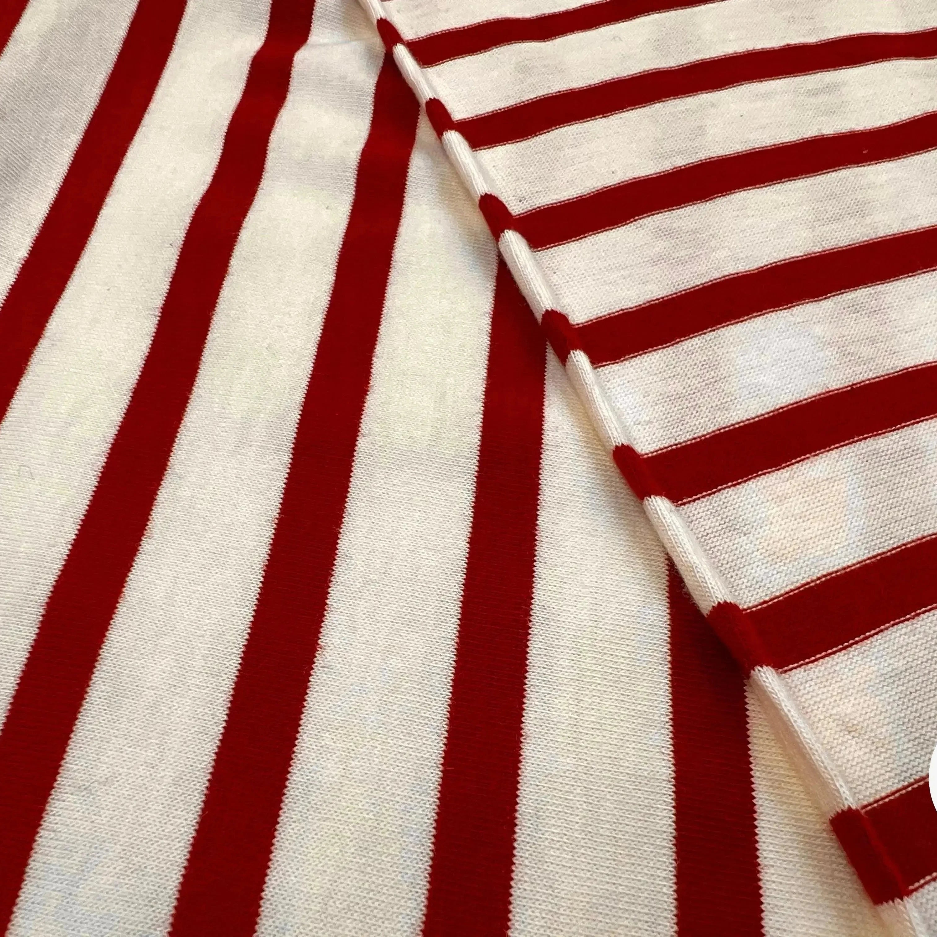 JERSEY DE COTON RAYURES ROUGE PERSAN FOND BEIGE ÉCRU - My Little Coupon - tissu - coudre