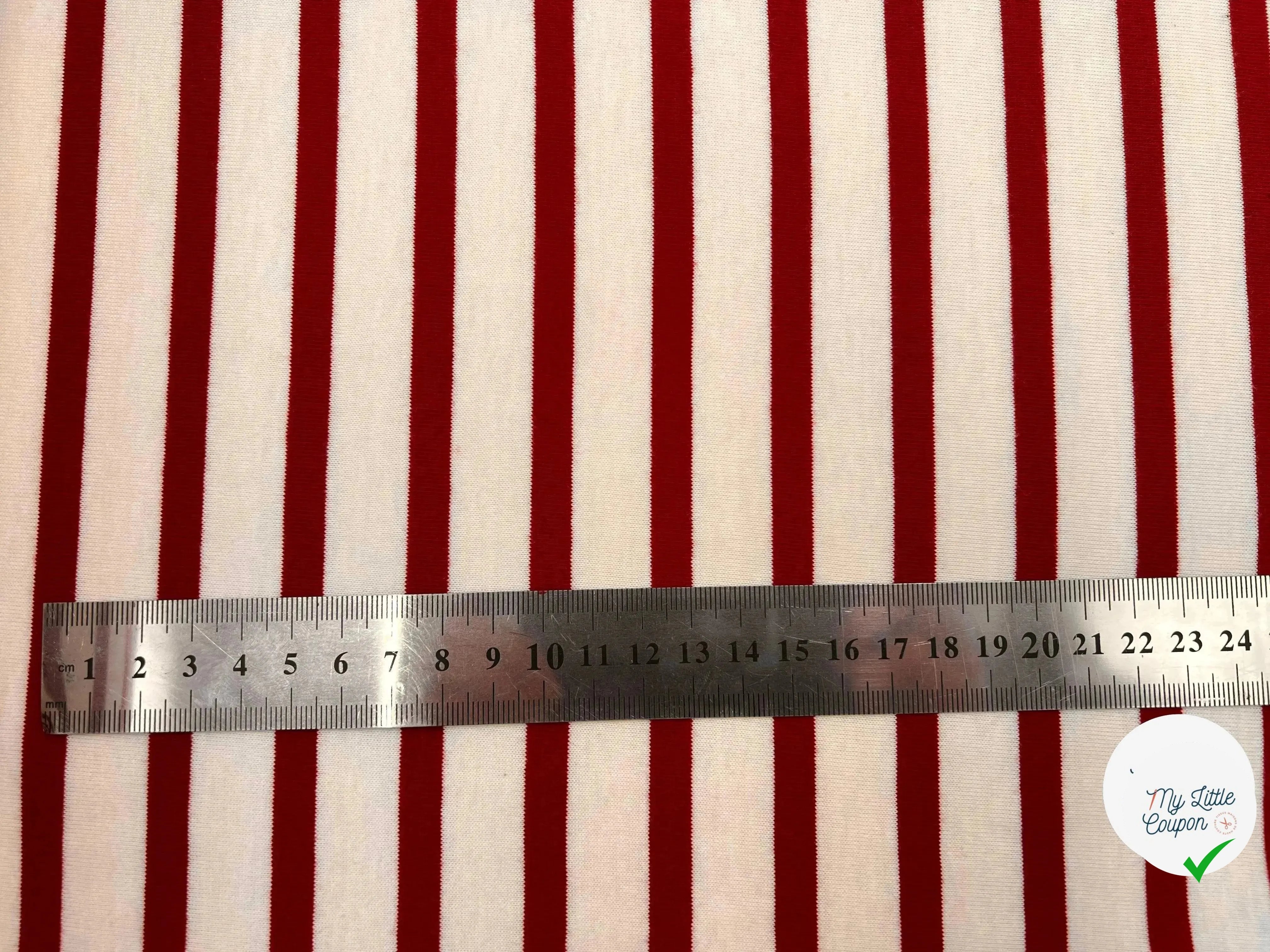 JERSEY DE COTON RAYURES ROUGE PERSAN FOND BEIGE ÉCRU - My Little Coupon - tissu - coudre
