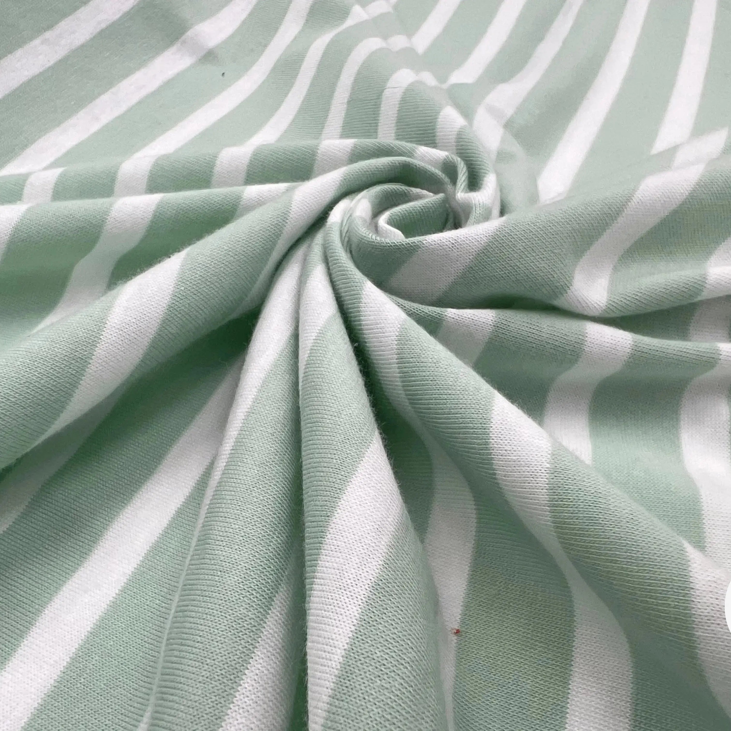 JERSEY DE COTON RAYURES VERT AMANDE FOND NEIGE - My Little Coupon - tissu - coudre