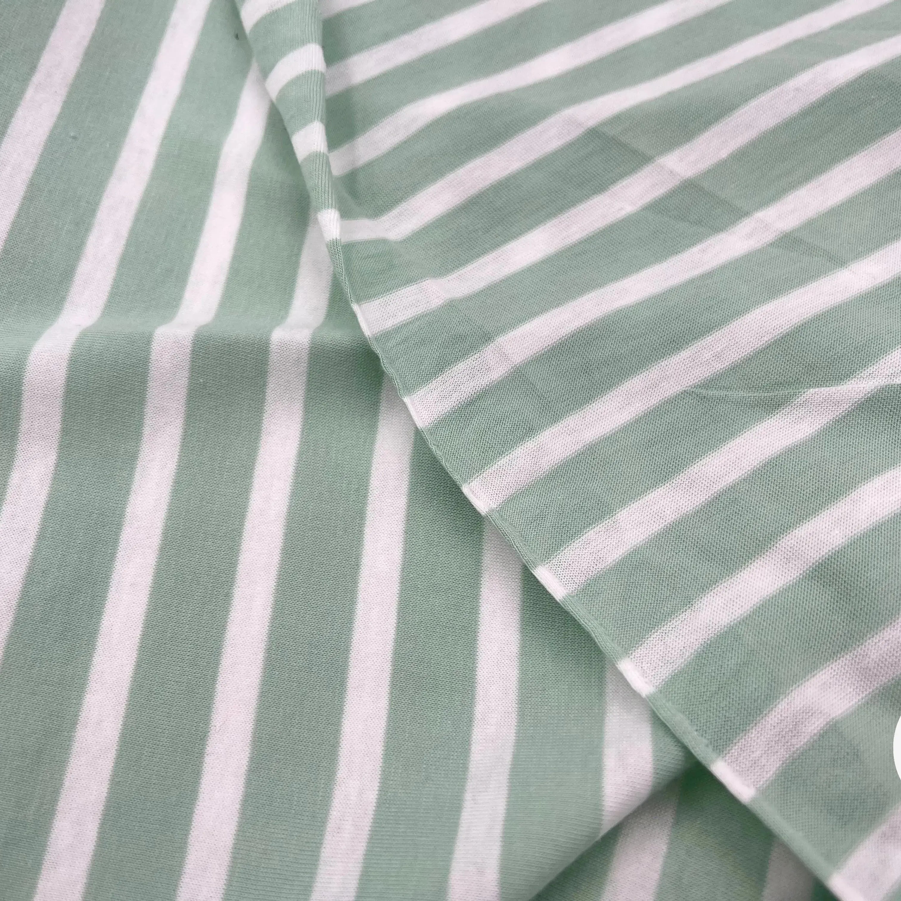 JERSEY DE COTON RAYURES VERT AMANDE FOND NEIGE - My Little Coupon - tissu - coudre