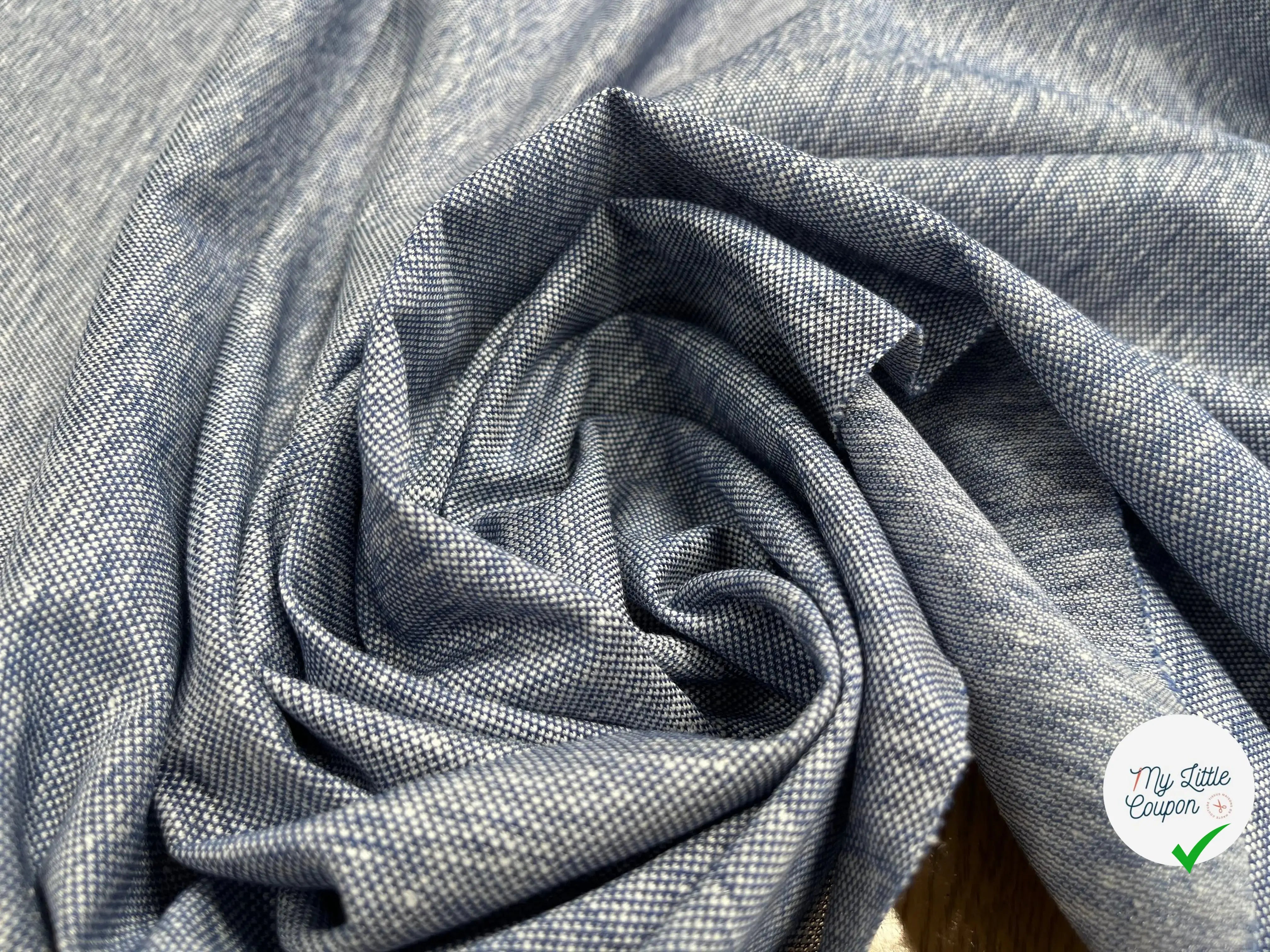 JERSEY PIQUÉ DE COTON BLEU GRIS - My Little Coupon