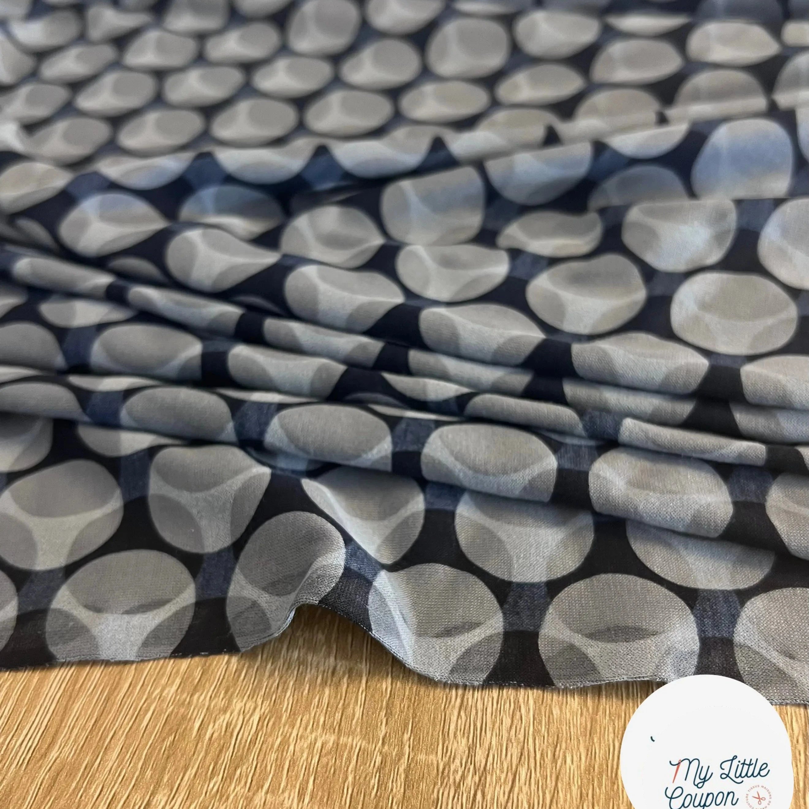 JERSEY VISCOSE CIRCULAIRE GRIS SUR BLEU MLC INTERN