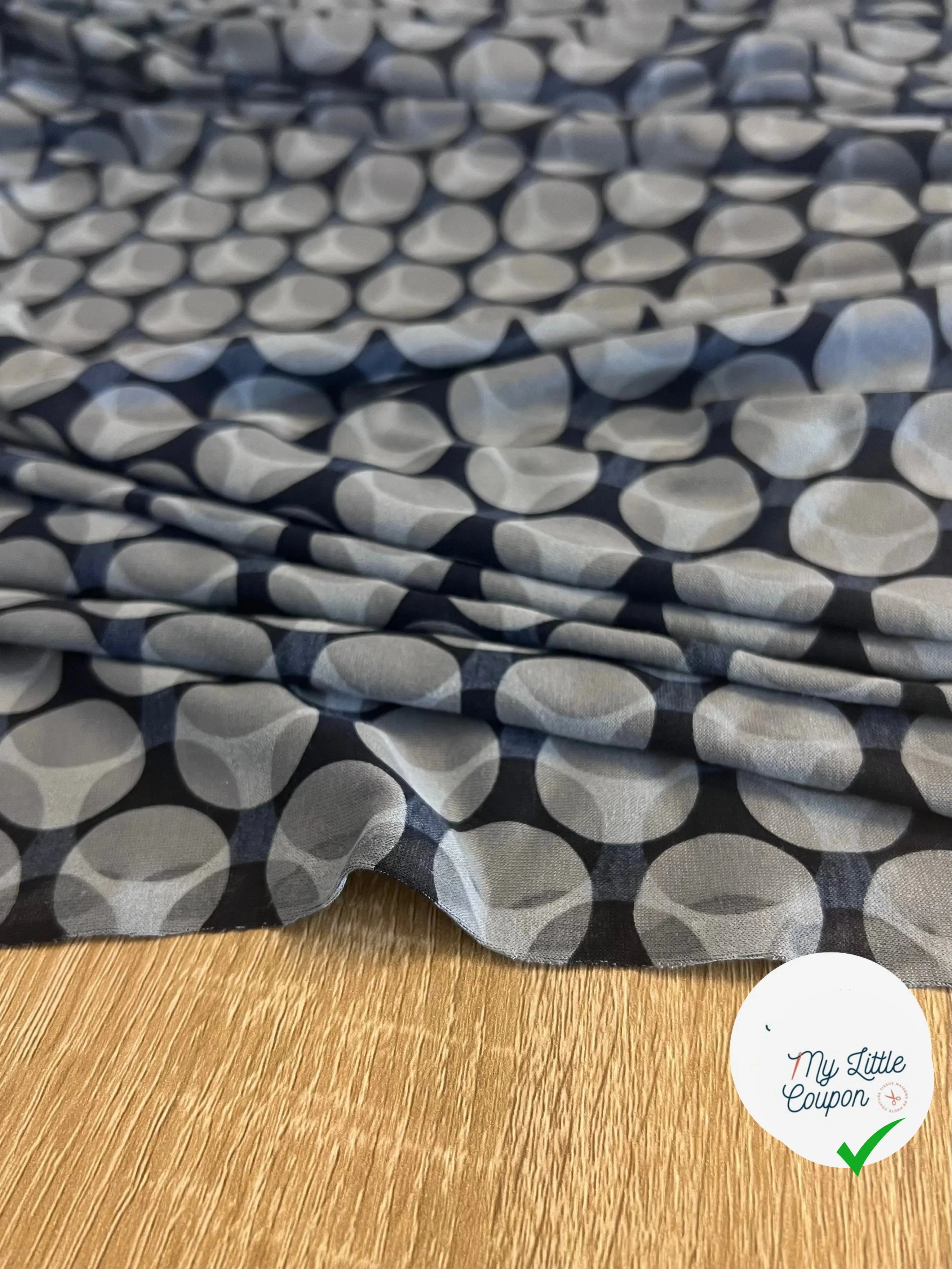 JERSEY VISCOSE CIRCULAIRE GRIS SUR BLEU MLC INTERN