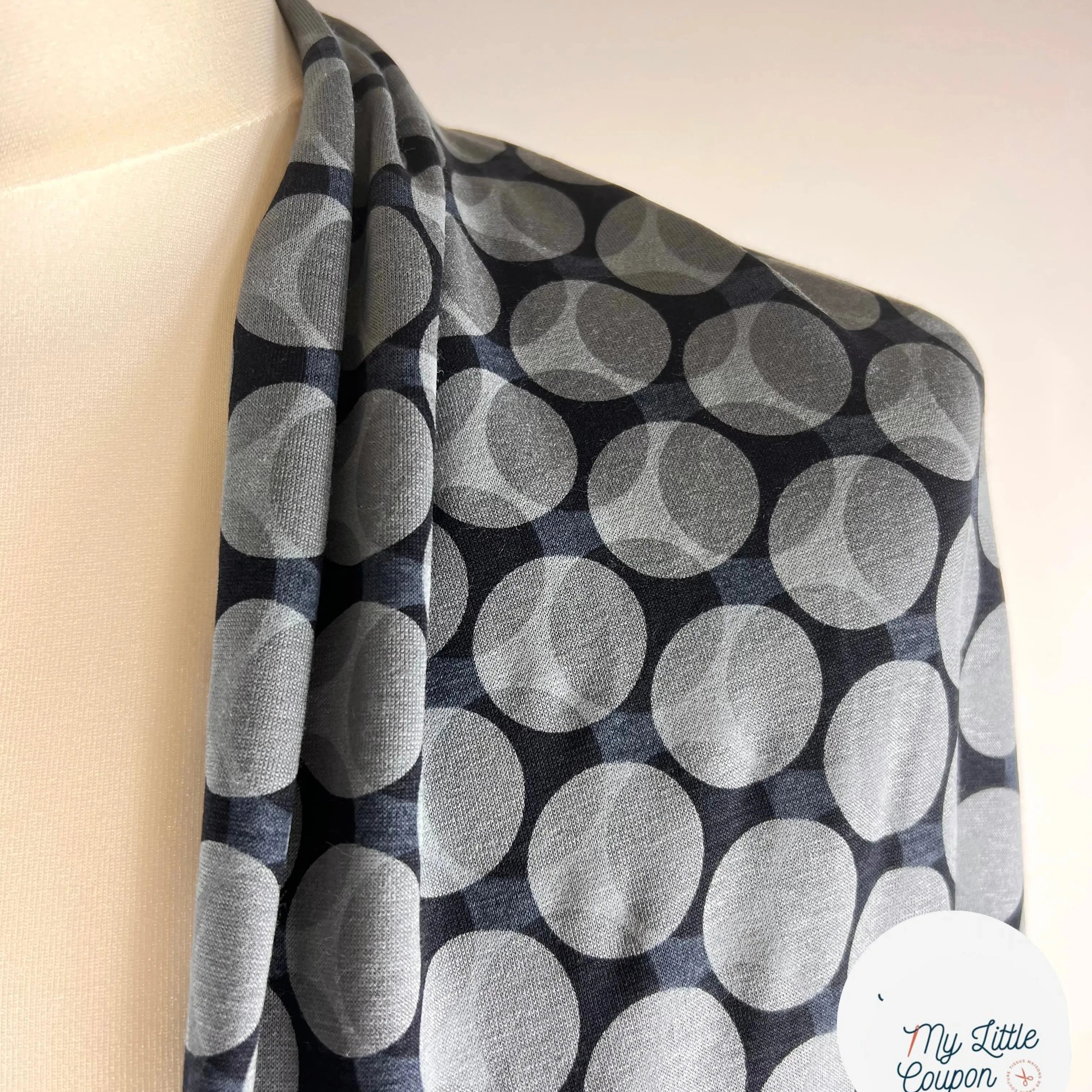 JERSEY VISCOSE CIRCULAIRE GRIS SUR BLEU MLC INTERN