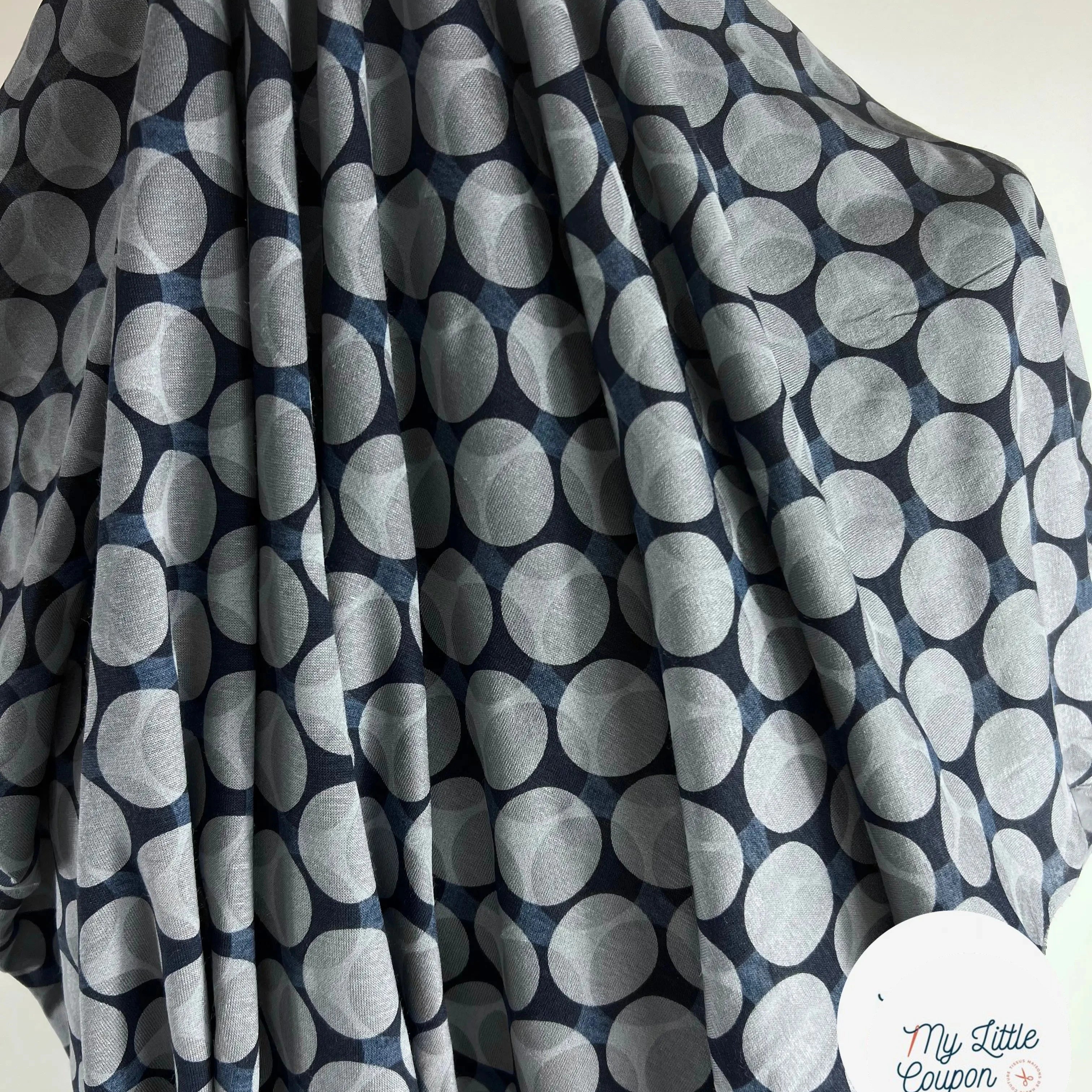 JERSEY VISCOSE CIRCULAIRE GRIS SUR BLEU MLC INTERN