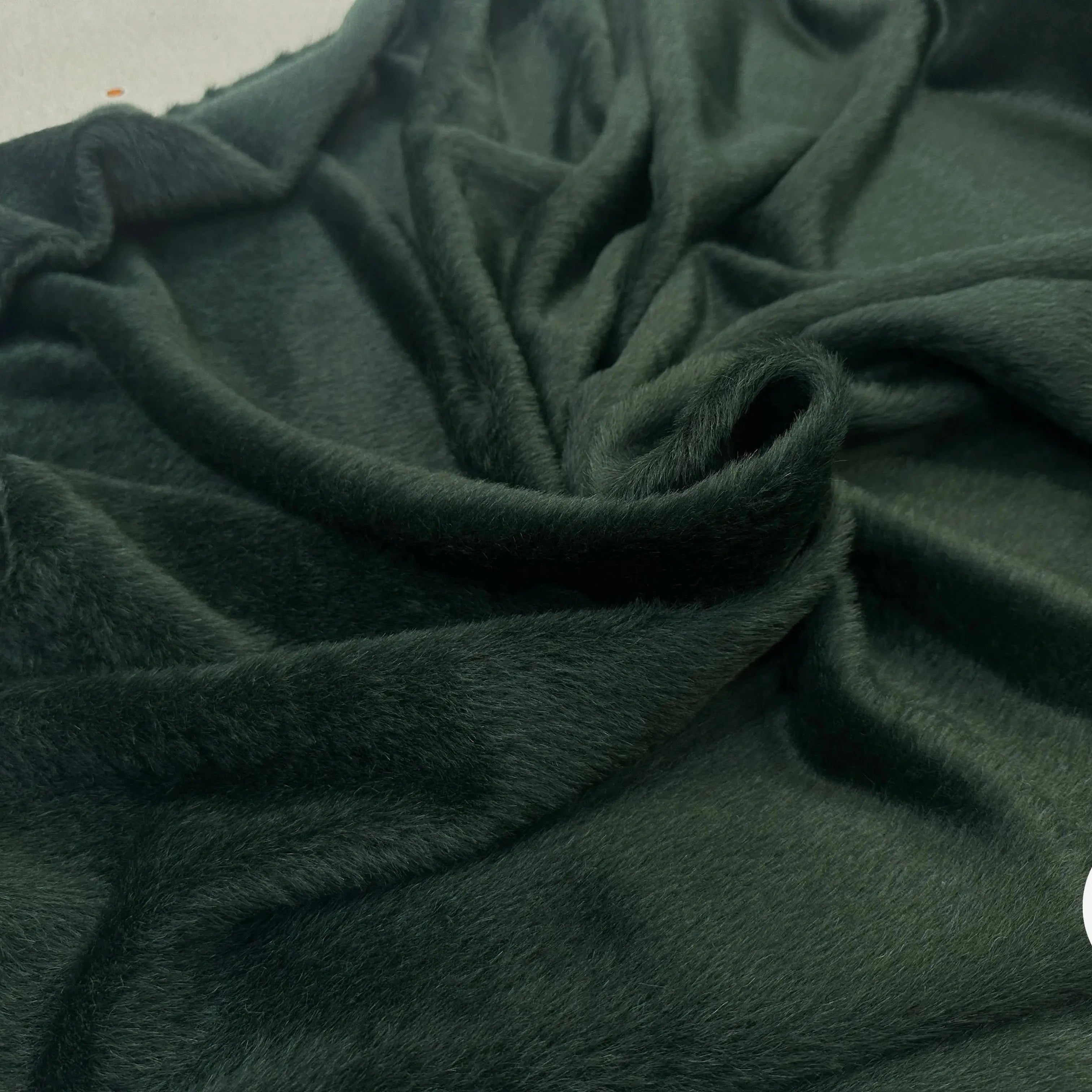 LAINAGE MANTEAU ALPAGA FOURRURE VERT FORÊT LUMINEUX MLC INTERN