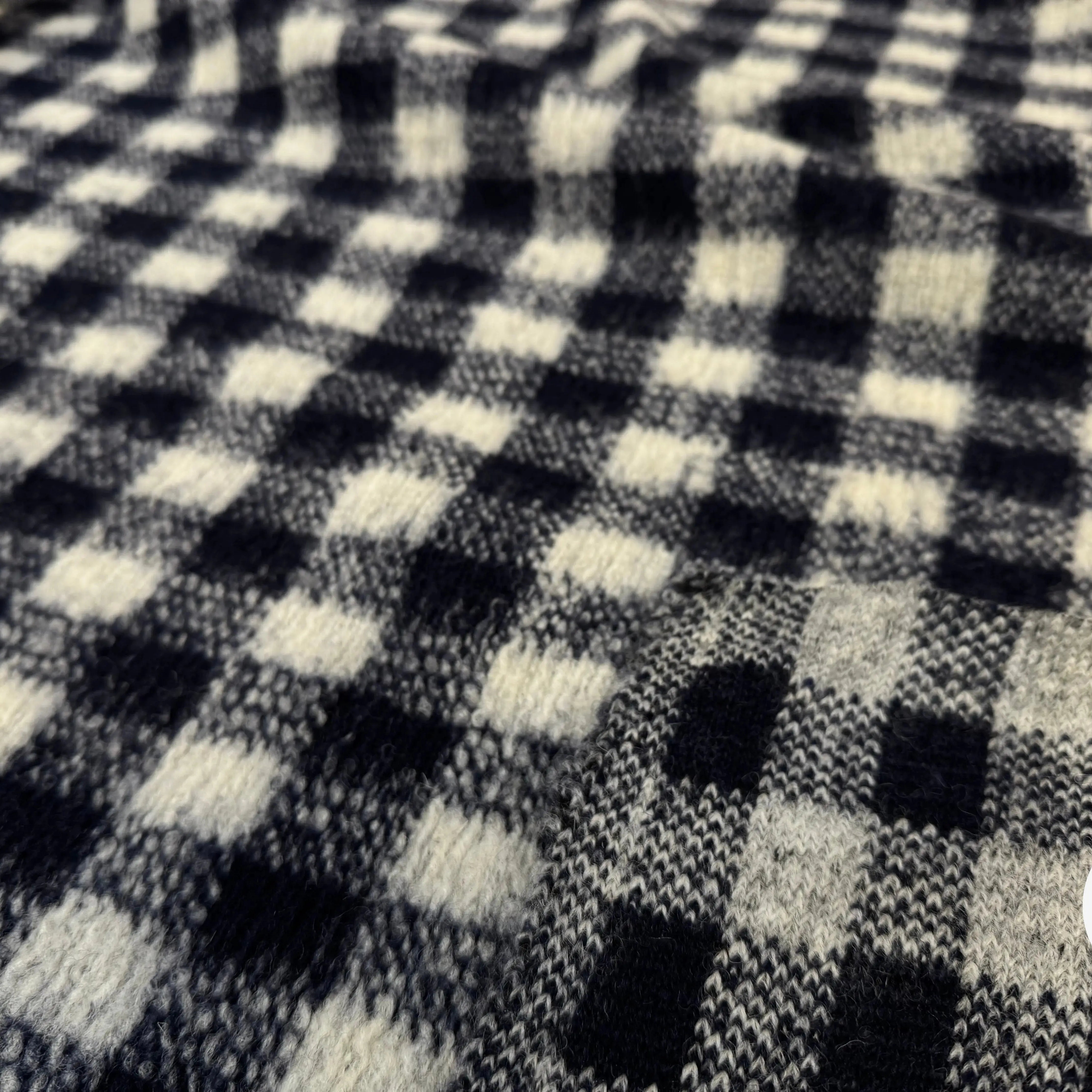 LAINAGE MANTEAU CARREAUX NAVY ET BLANC ASPECT TRICOTE - My Little Coupon