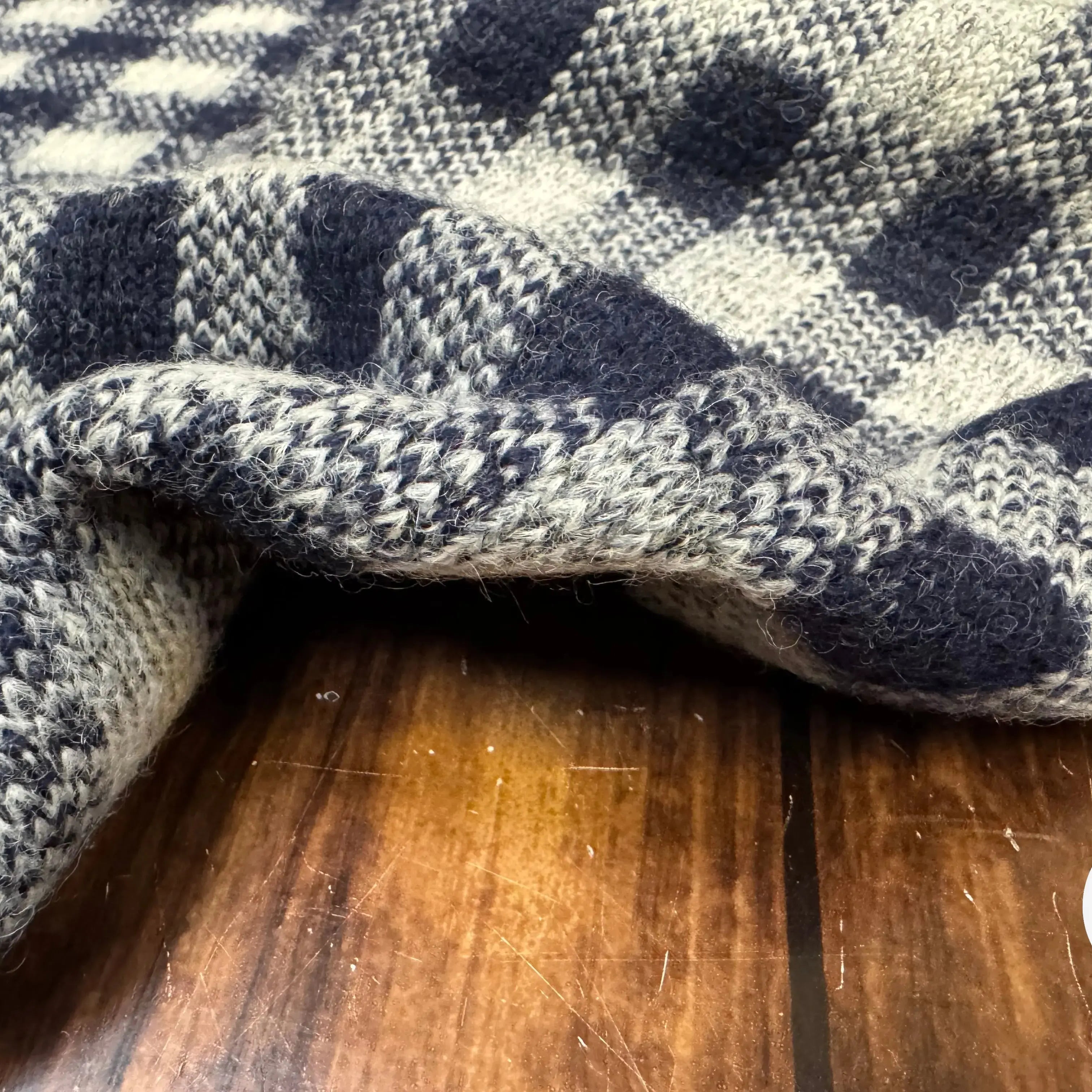 LAINAGE MANTEAU CARREAUX NAVY ET BLANC ASPECT TRICOTE - My Little Coupon