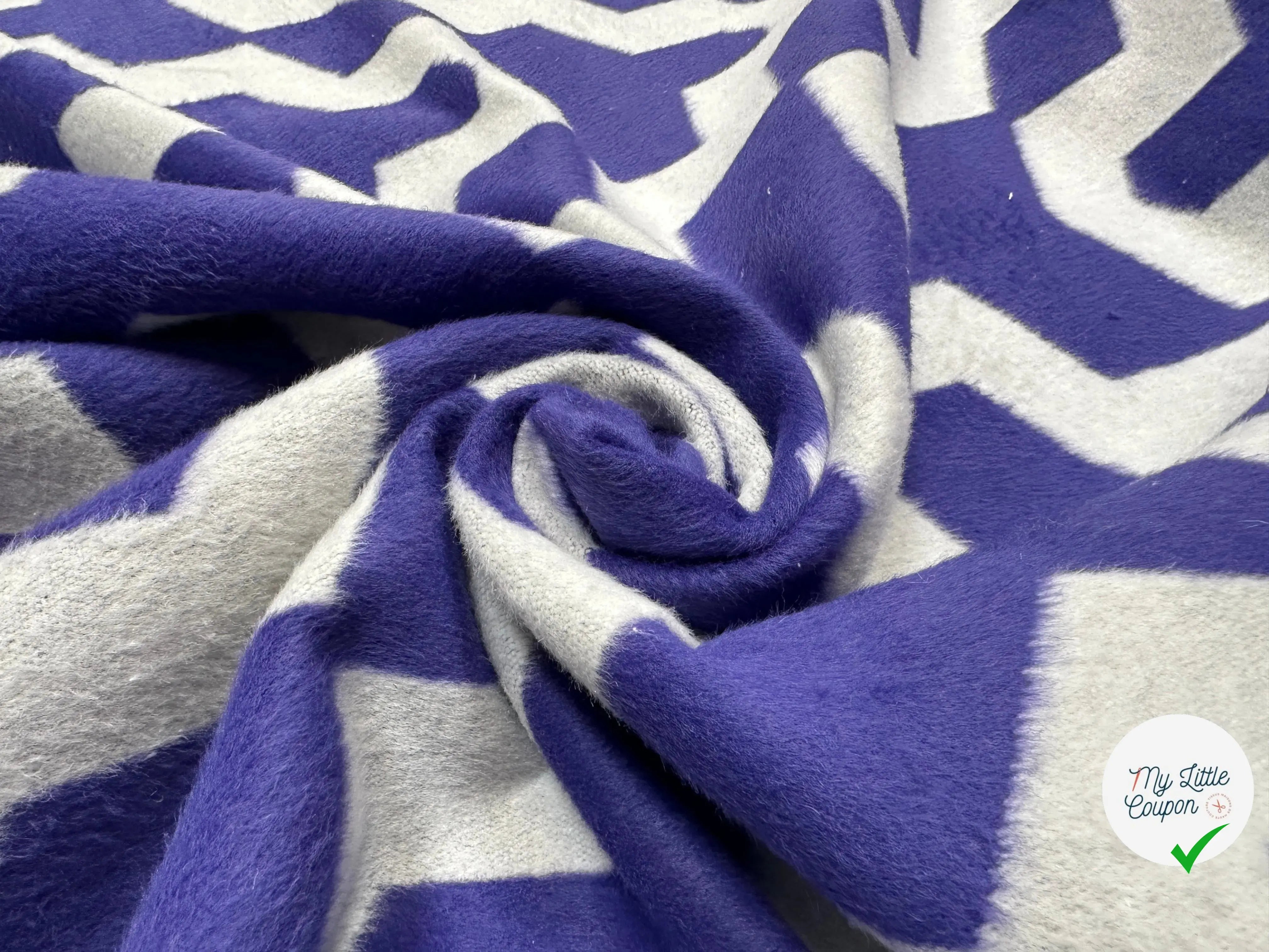 LAINAGE POLYESTER DUVETEUX GRAPHIQUE BLEU - My Little Coupon