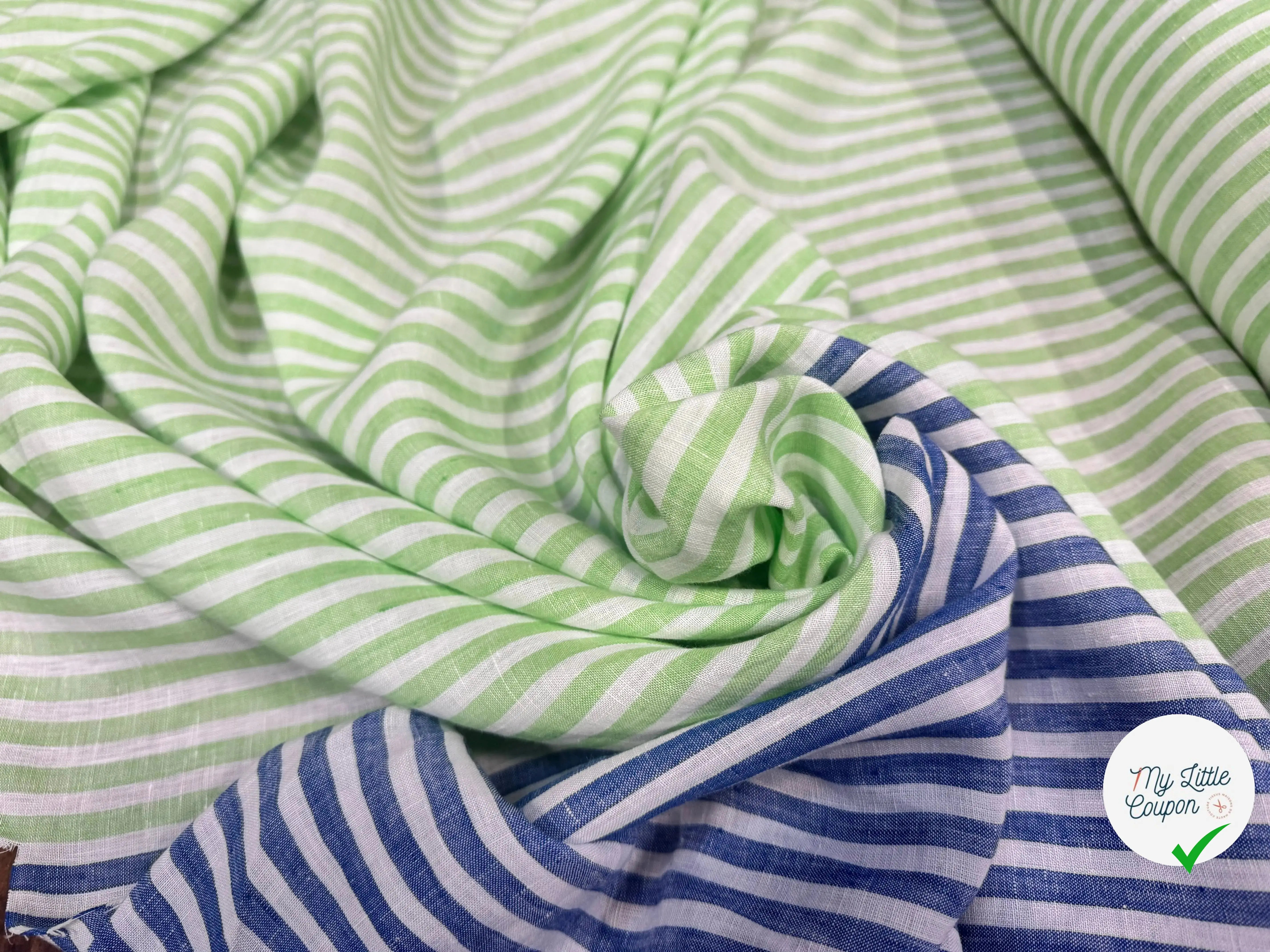 LIN RAYURES BLEU ET VERT RAYURES - My Little Coupon
