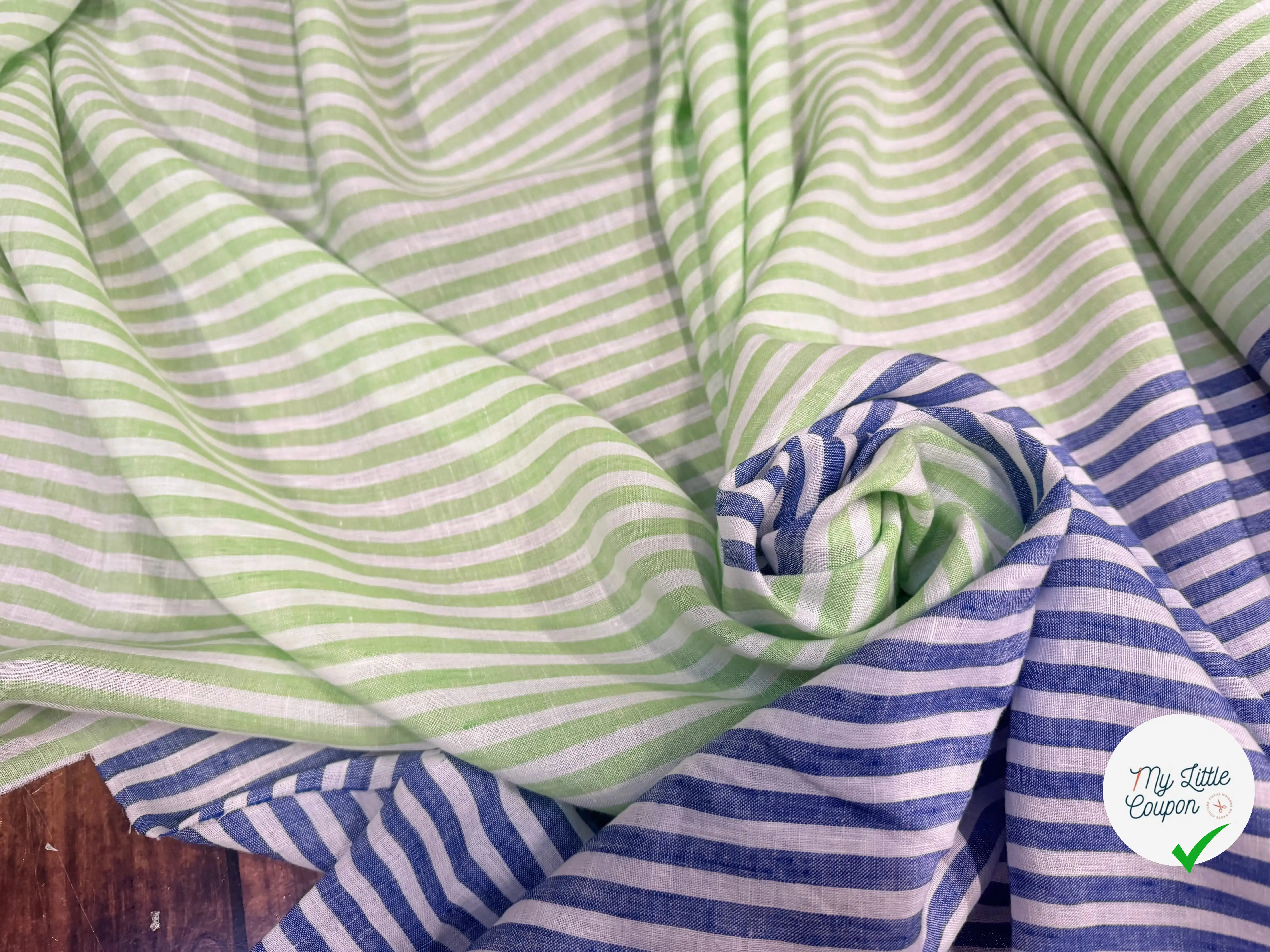 LIN RAYURES BLEU ET VERT RAYURES - My Little Coupon