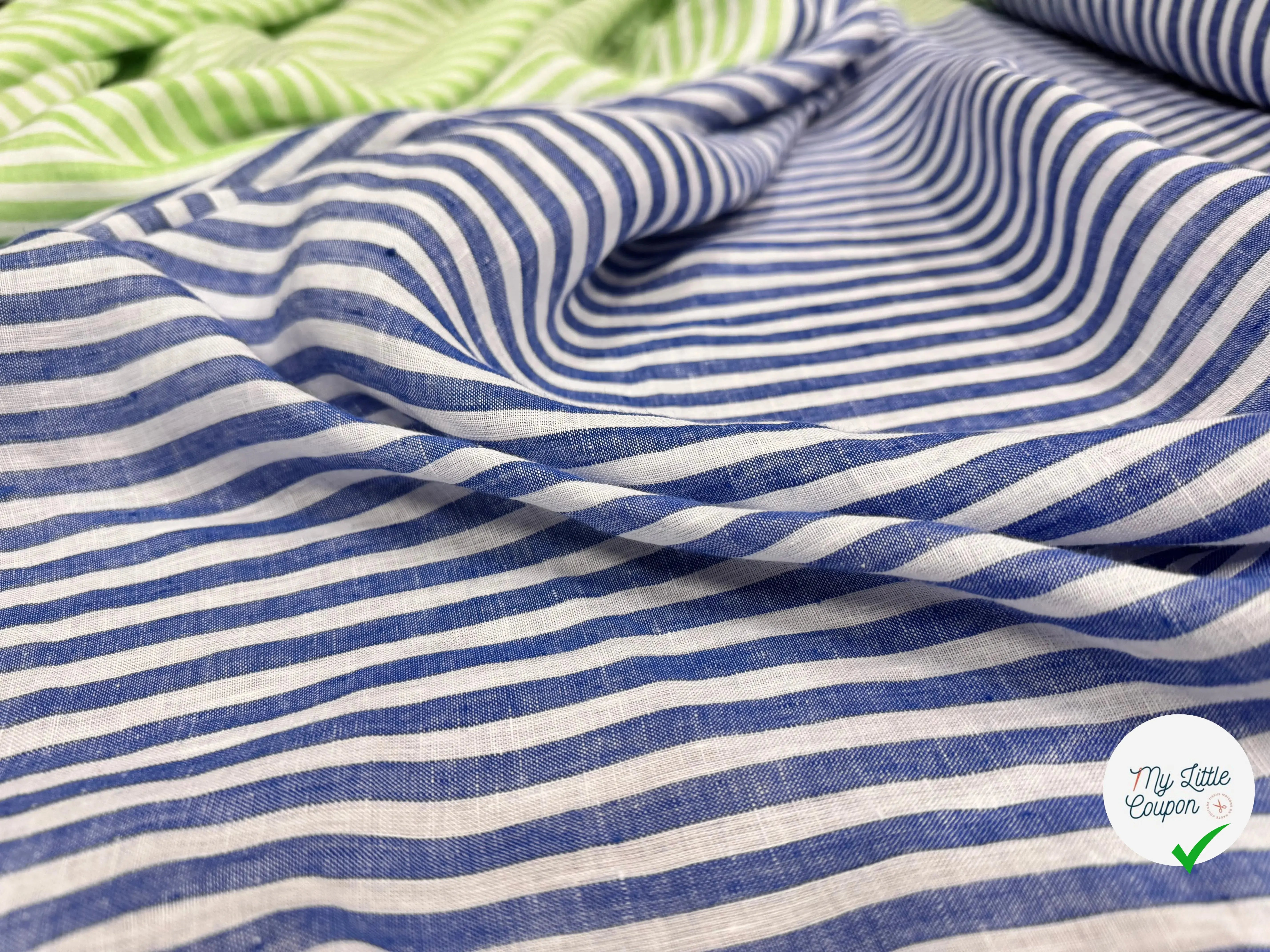 LIN RAYURES BLEU ET VERT RAYURES - My Little Coupon