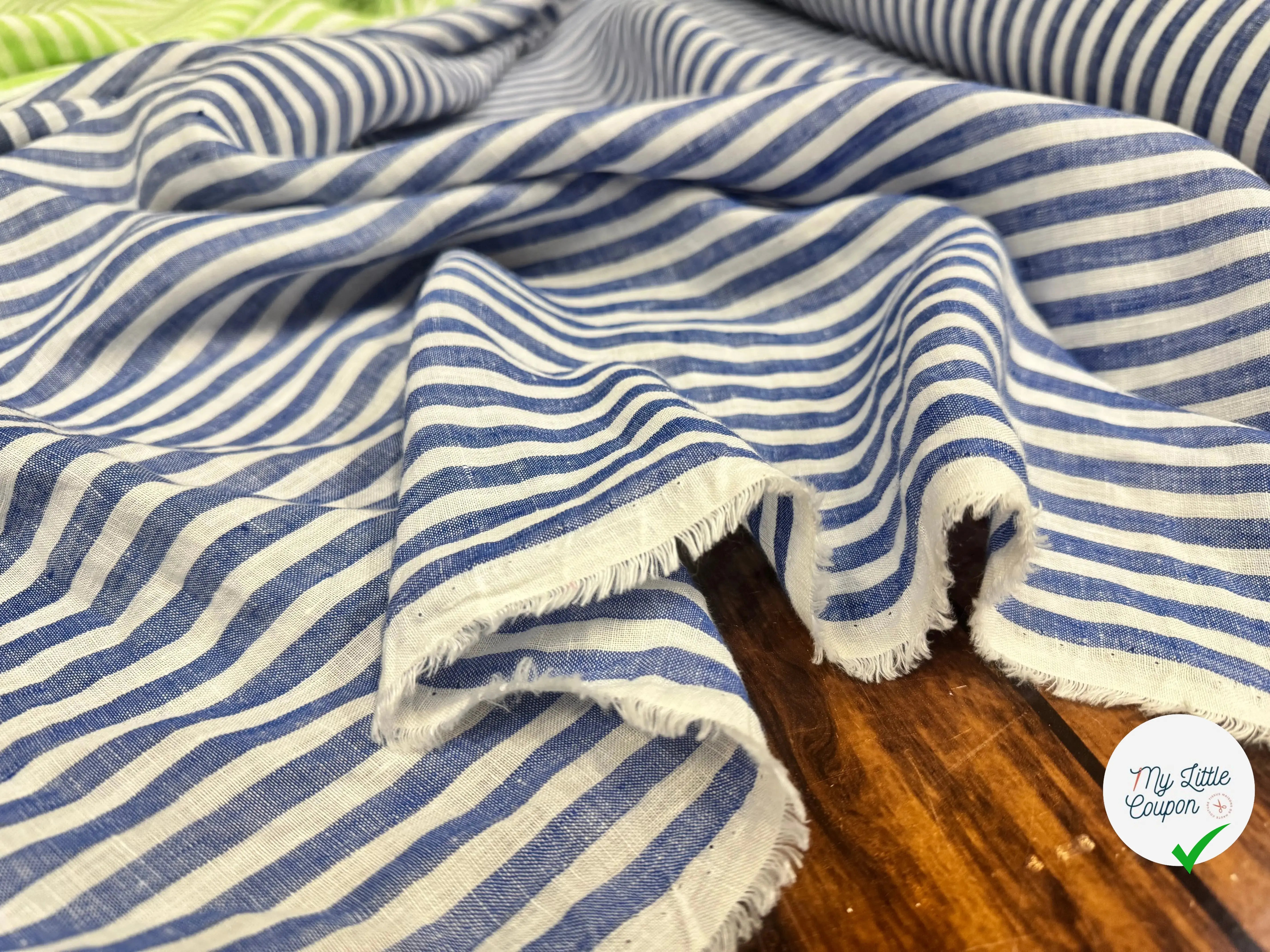 LIN RAYURES BLEU ET VERT RAYURES - My Little Coupon