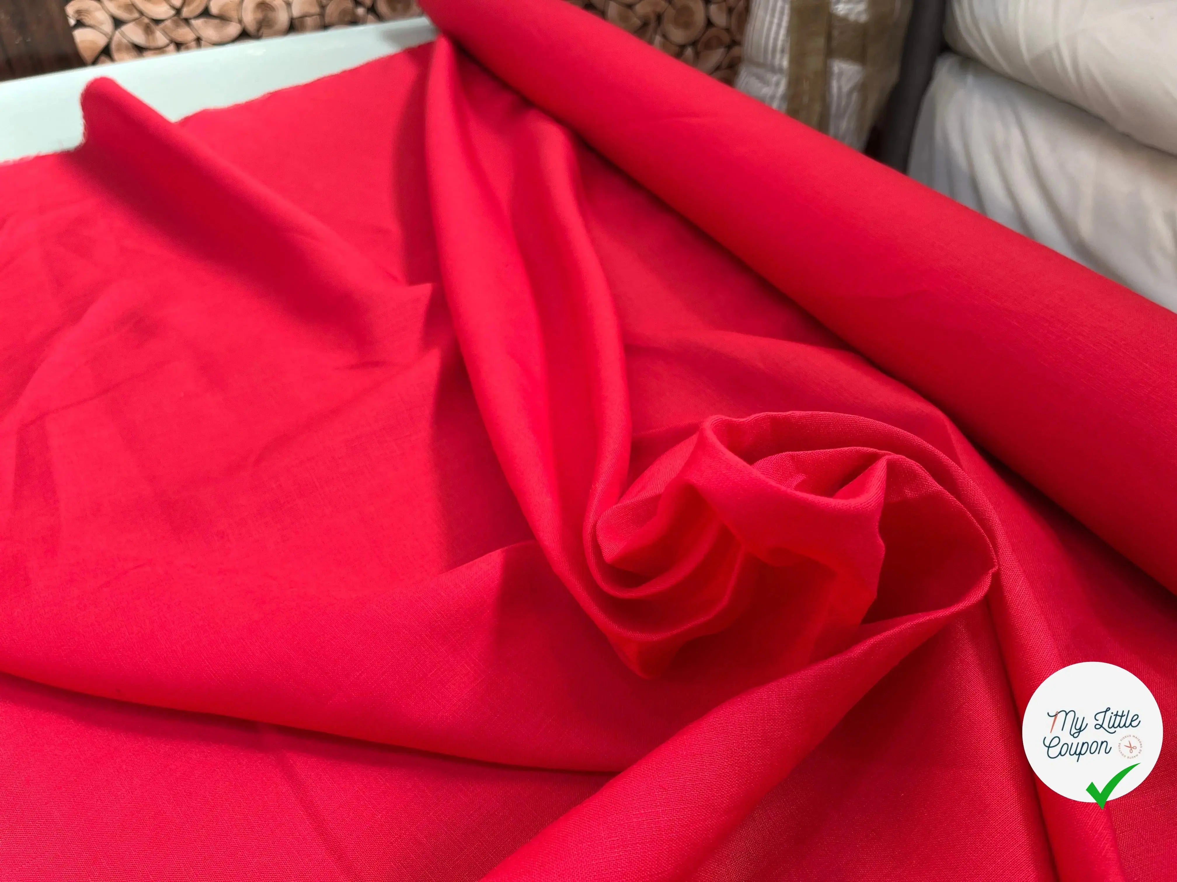 LIN UNI 100% LIN U332C ROUGE CHERRY - My Little Coupon