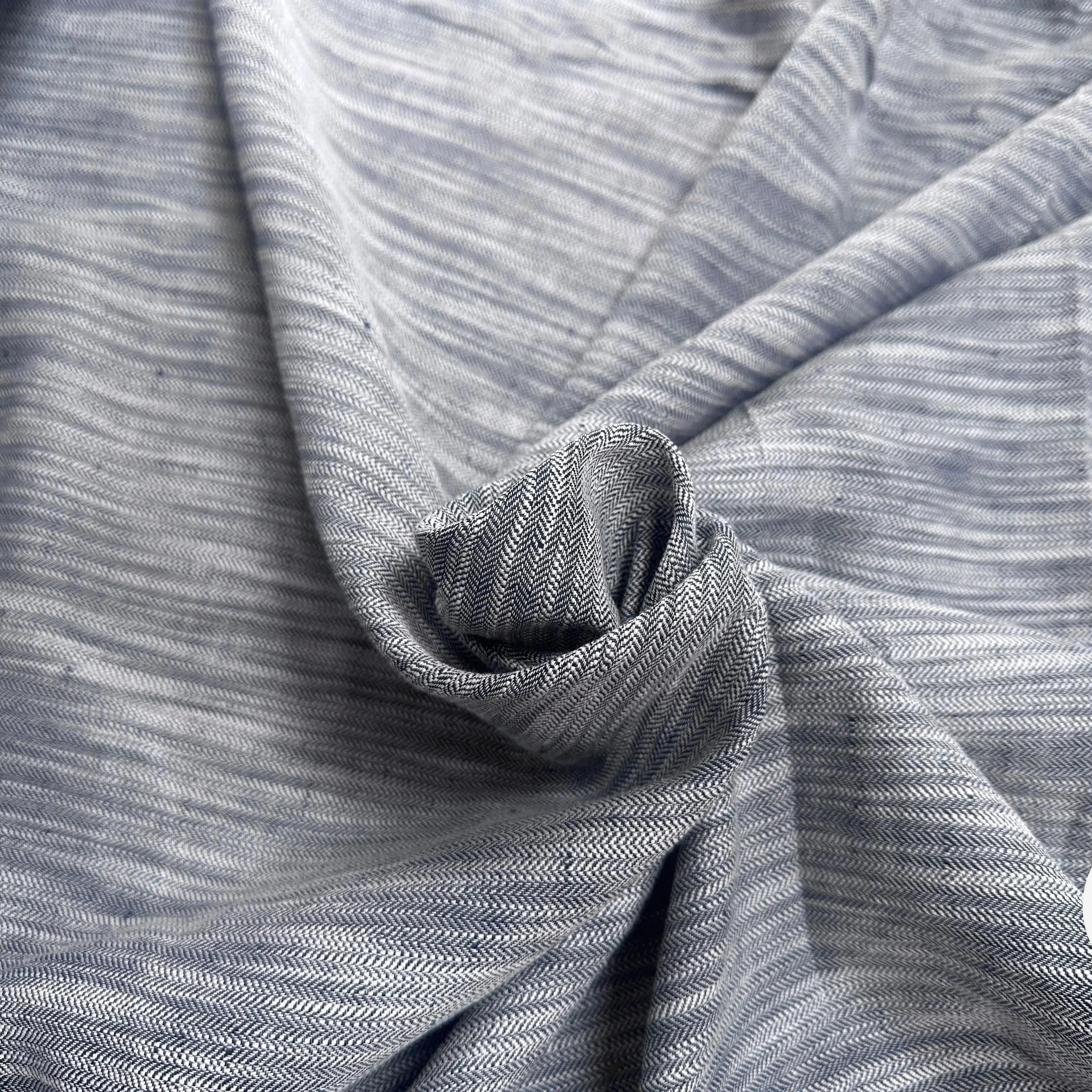 LIN VISCOSE INDIGO CHINÉ CHEVRON - My Little Coupon