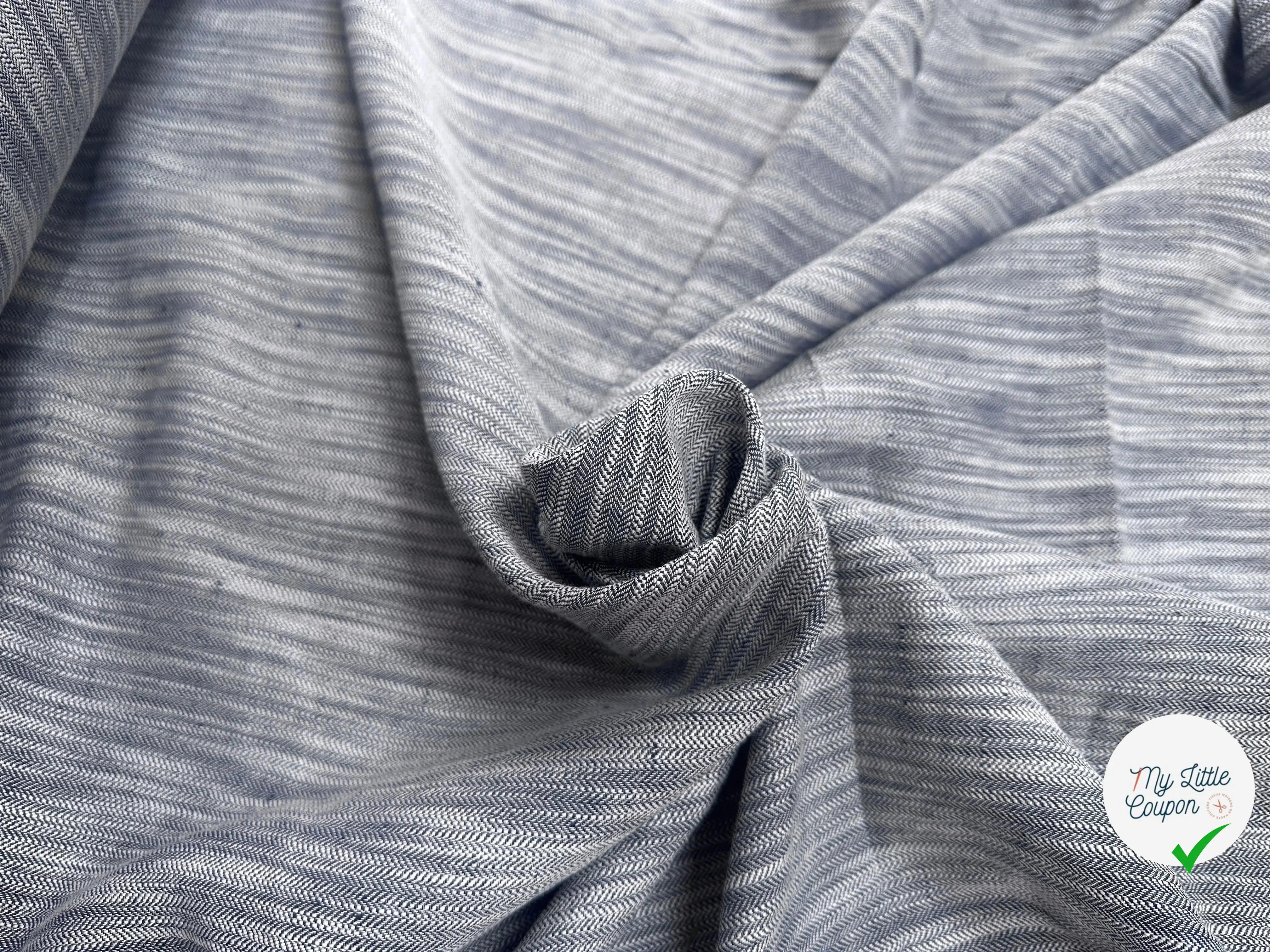 LIN VISCOSE INDIGO CHINÉ CHEVRON - My Little Coupon