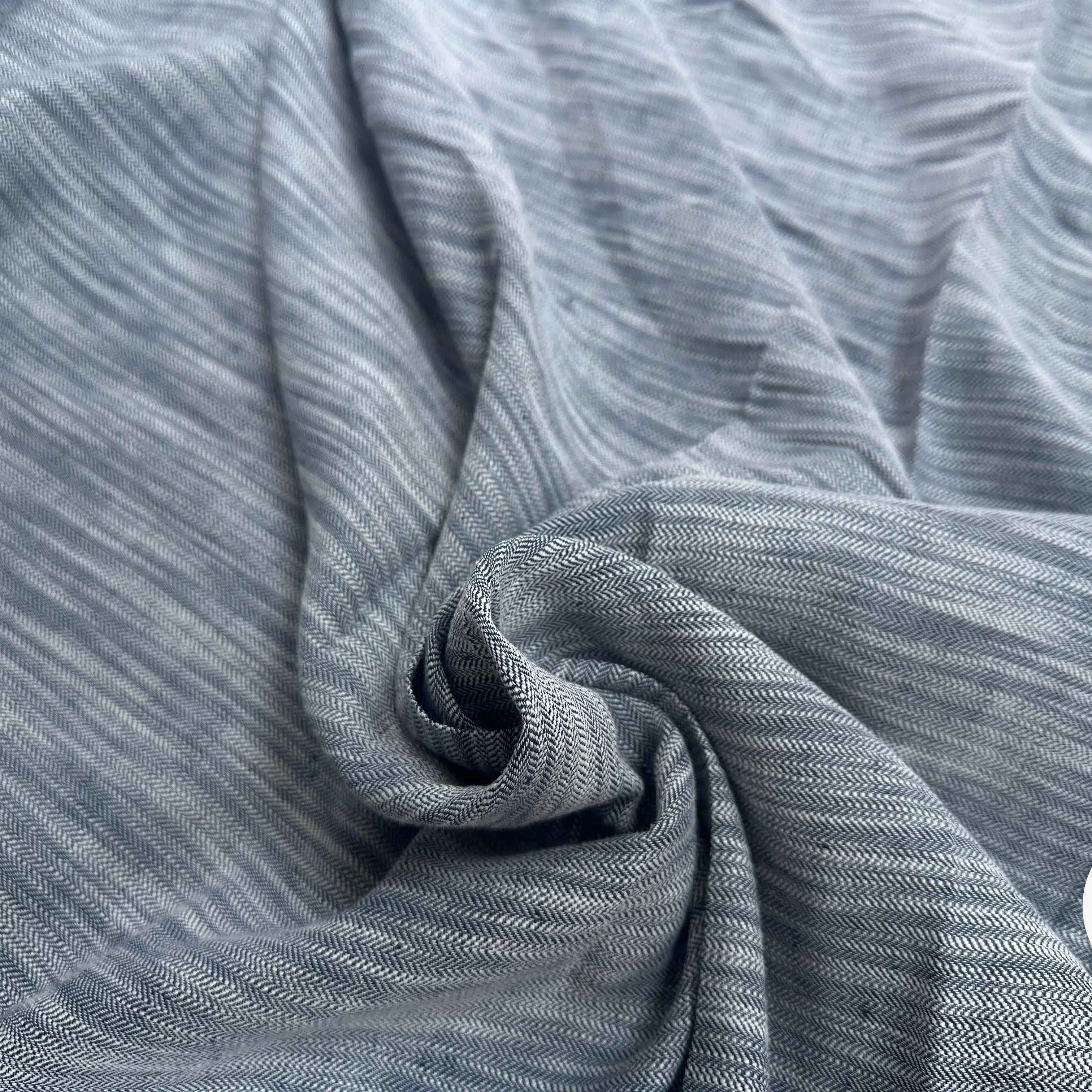 LIN VISCOSE INDIGO CHINÉ CHEVRON - My Little Coupon