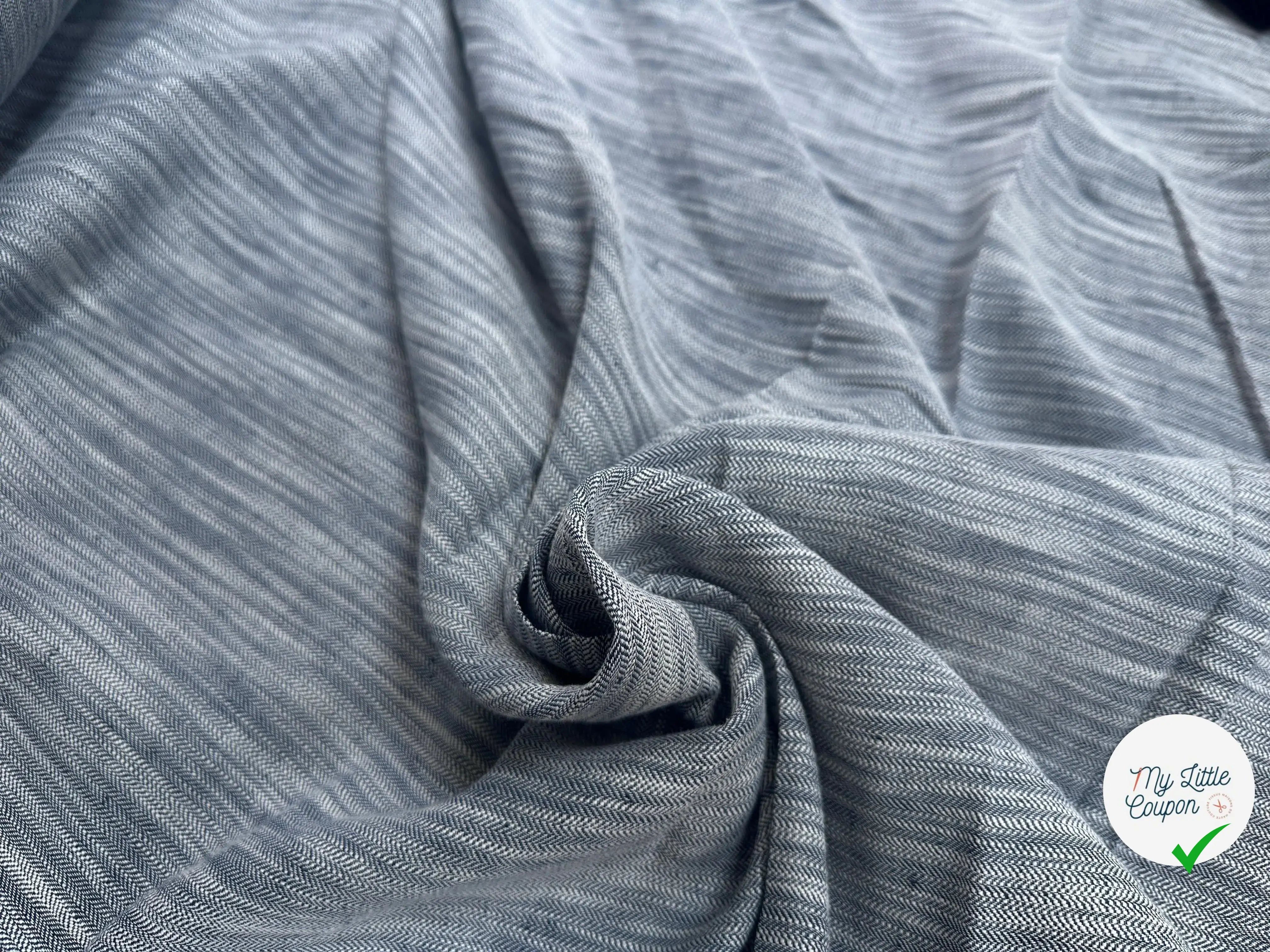 LIN VISCOSE INDIGO CHINÉ CHEVRON - My Little Coupon