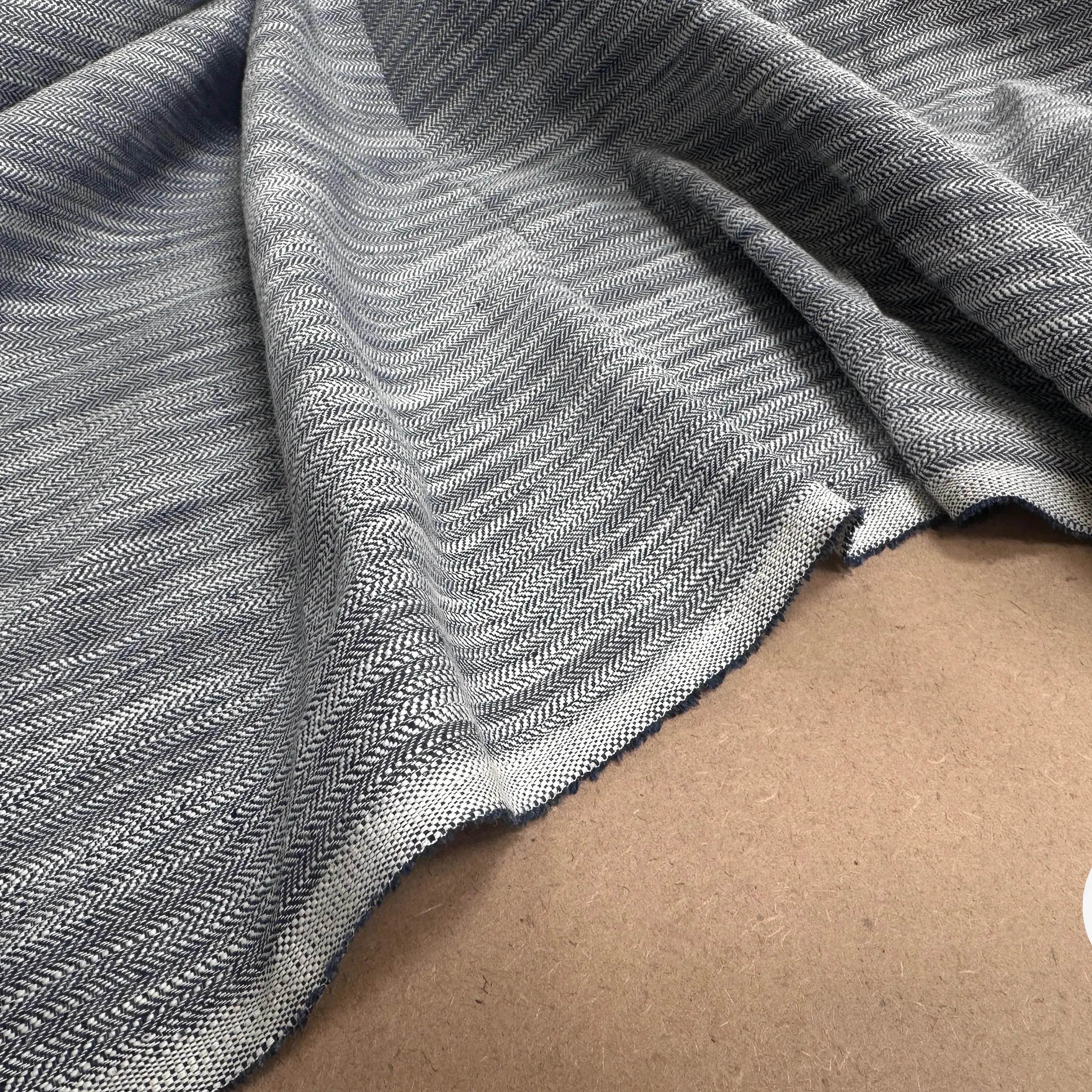 LIN VISCOSE INDIGO CHINÉ CHEVRON - My Little Coupon