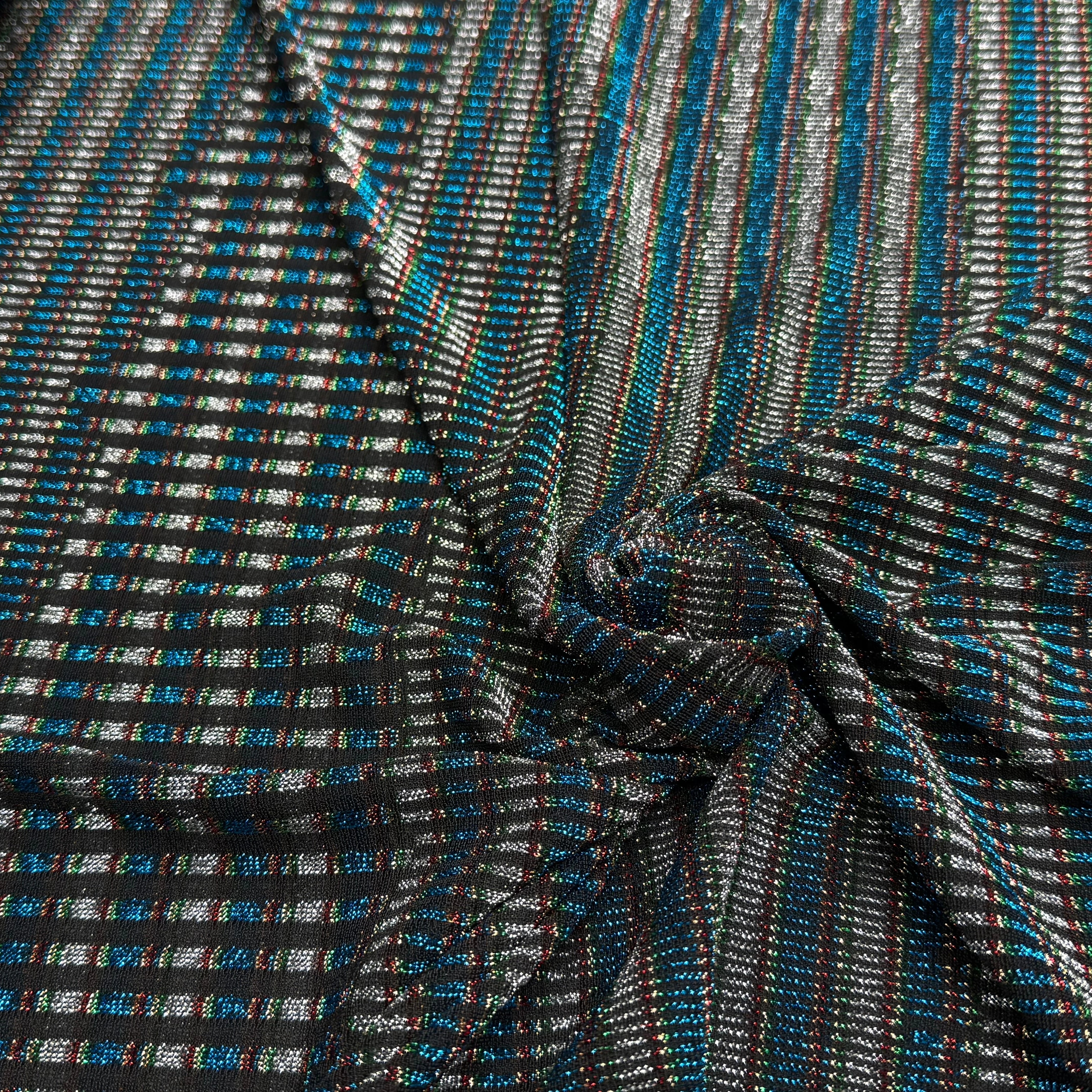 MAILLE FÊTE ULTRA STRETCH BRILLANT POLY INTERLOCK TURQUOISE/RED - My Little Coupon