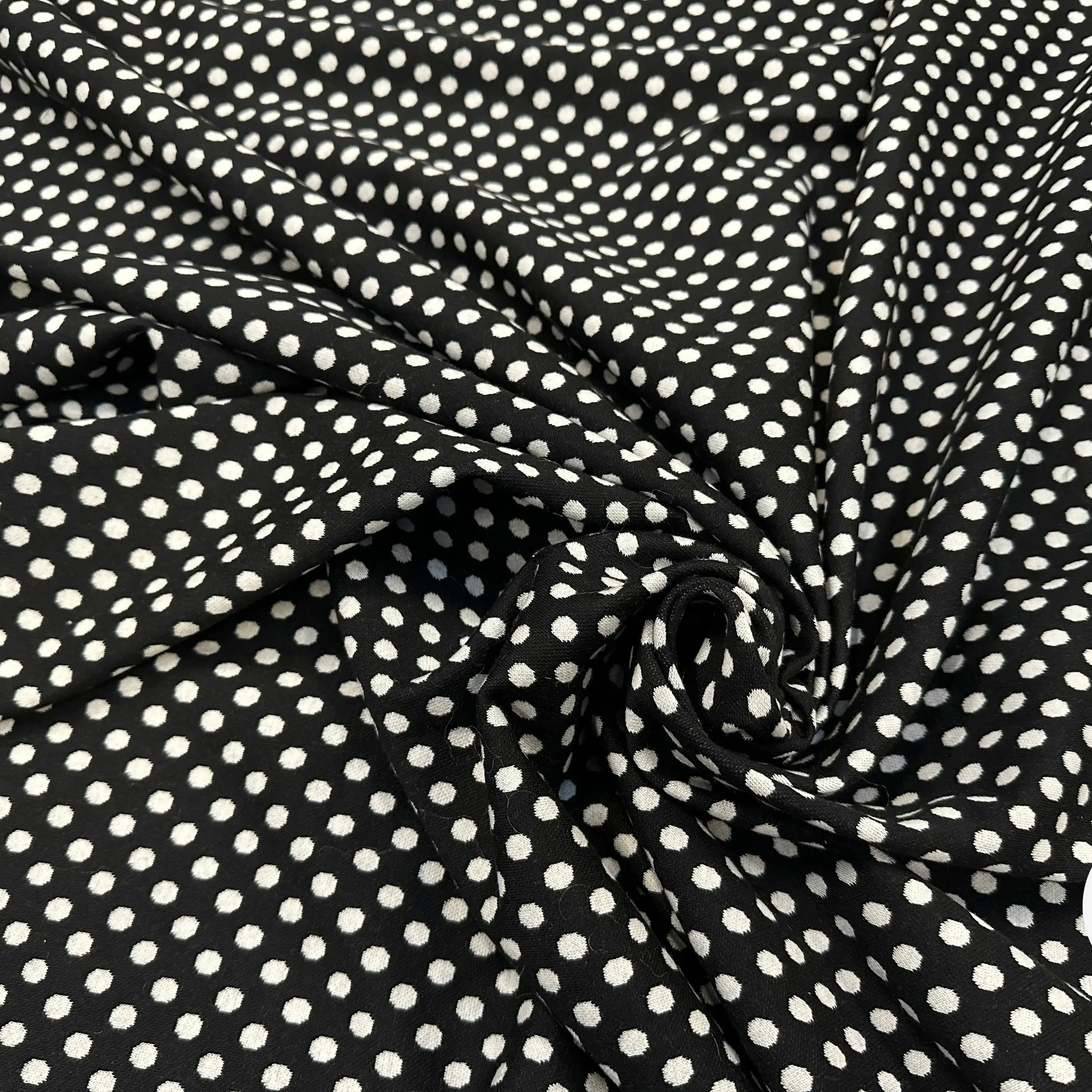 MAILLE JACQUARD POIS FLOCONS NOIR ET BLANC 170CM LAIZE - My Little Coupon