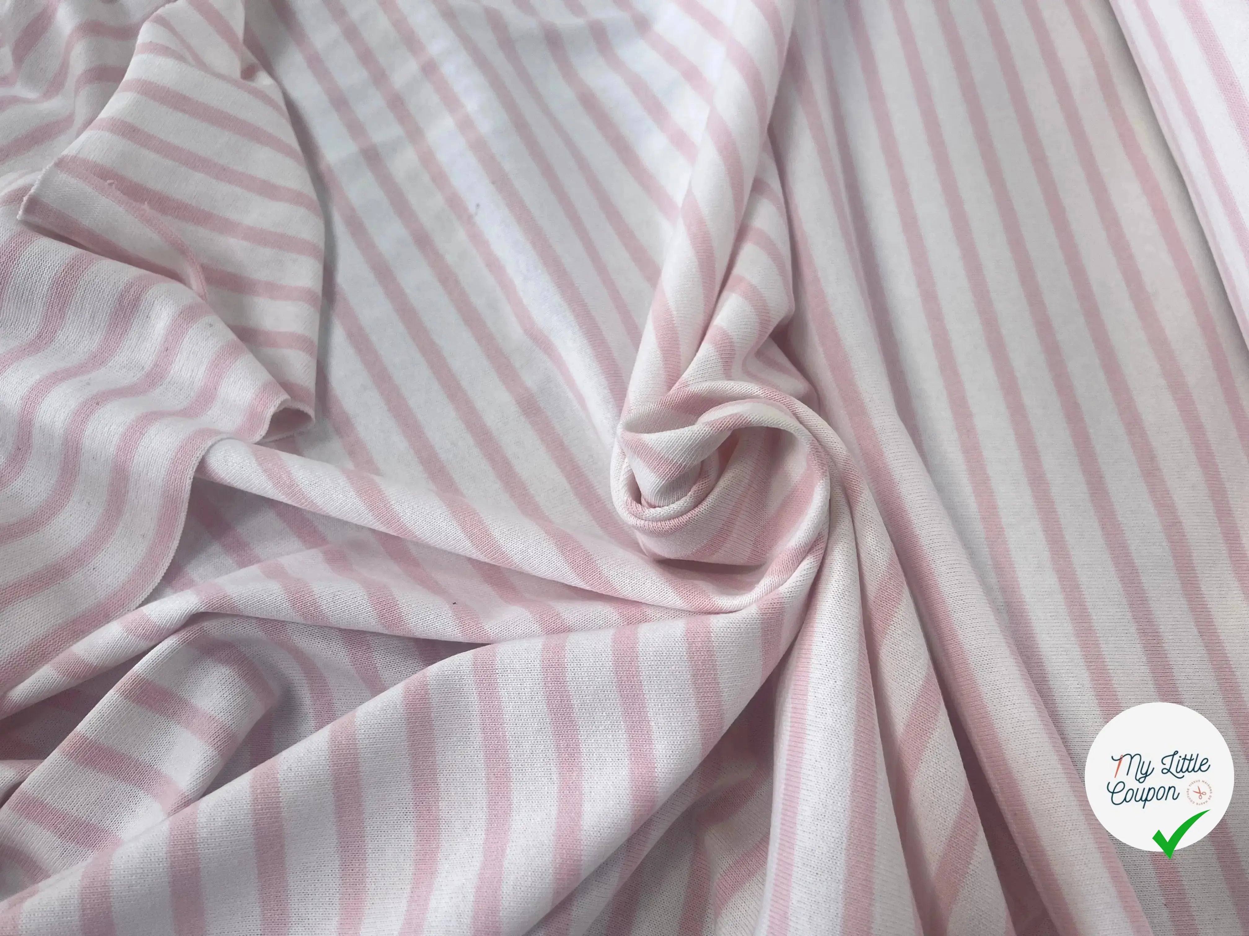 MAILLE LOURDE MARINIÈRE BLANCHE RAYURES ROSE - My Little Coupon