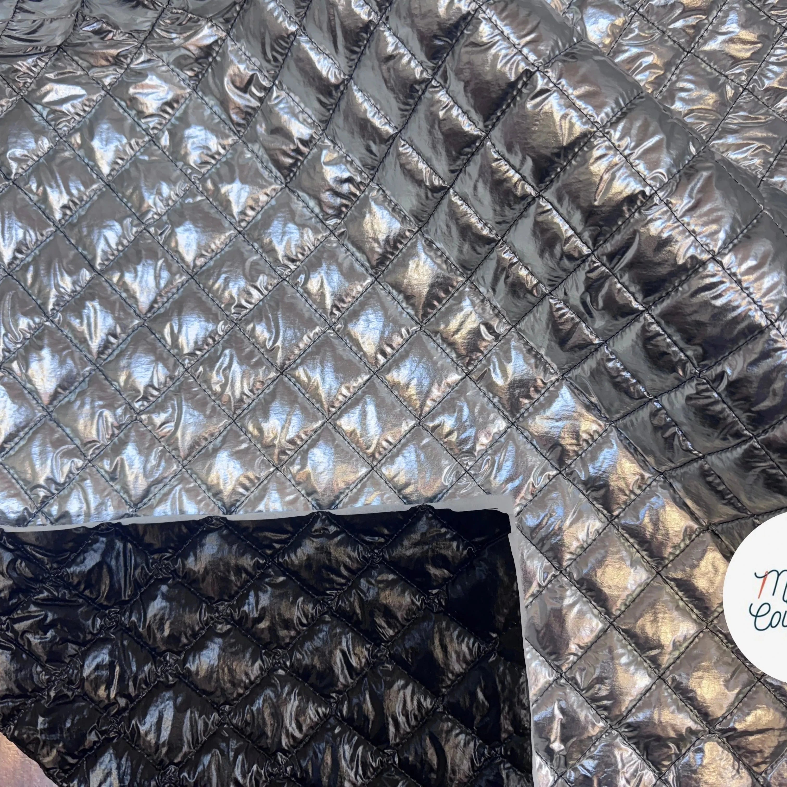 MATELASSÉ DOUBLE FACE VINYL ARGENT DOUBLURE VINYL NOIR - My Little Coupon