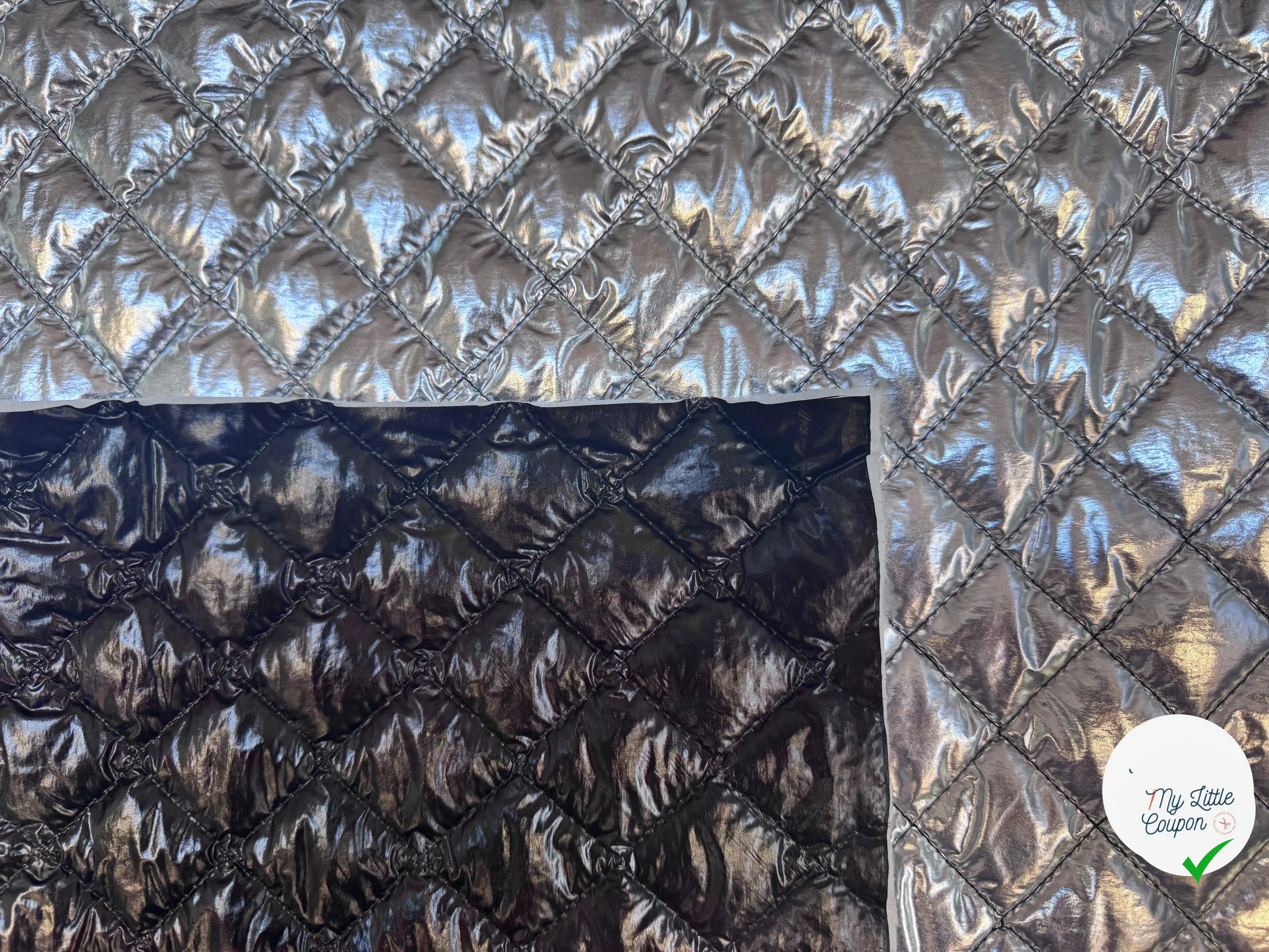 MATELASSÉ DOUBLE FACE VINYL ARGENT DOUBLURE VINYL NOIR - My Little Coupon