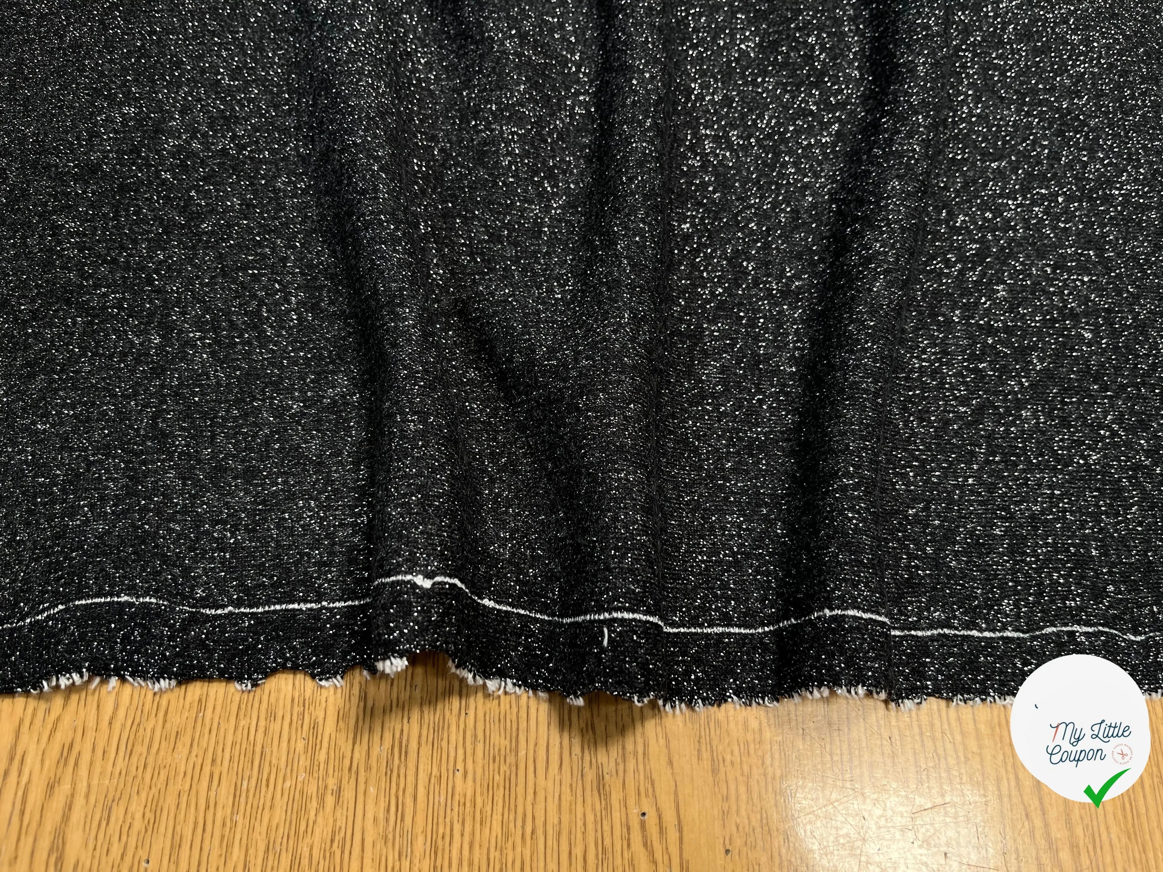 MOLLETON FIN LUREX ARGENT NOIR - My Little Coupon
