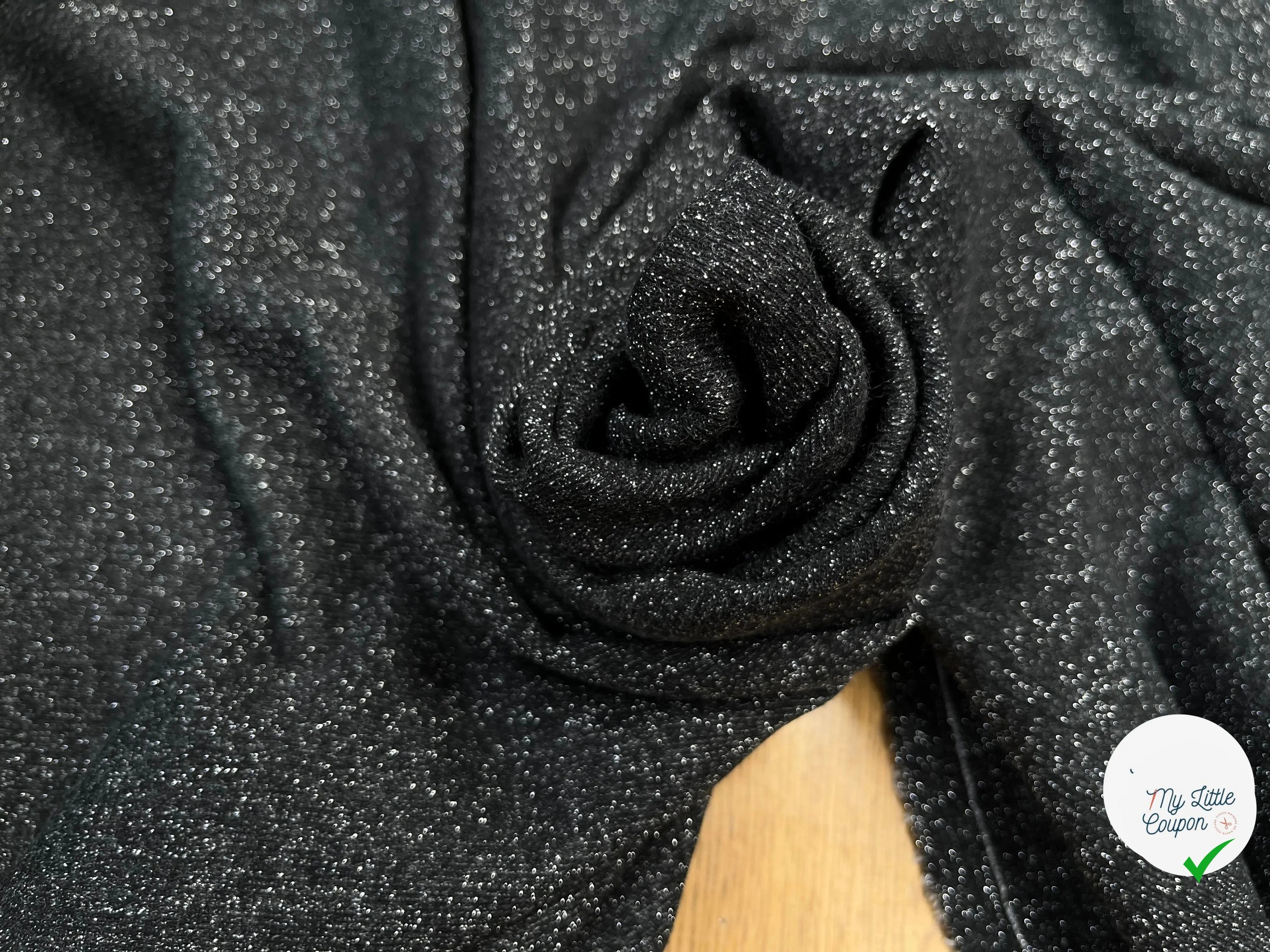 MOLLETON FIN LUREX ARGENT NOIR - My Little Coupon