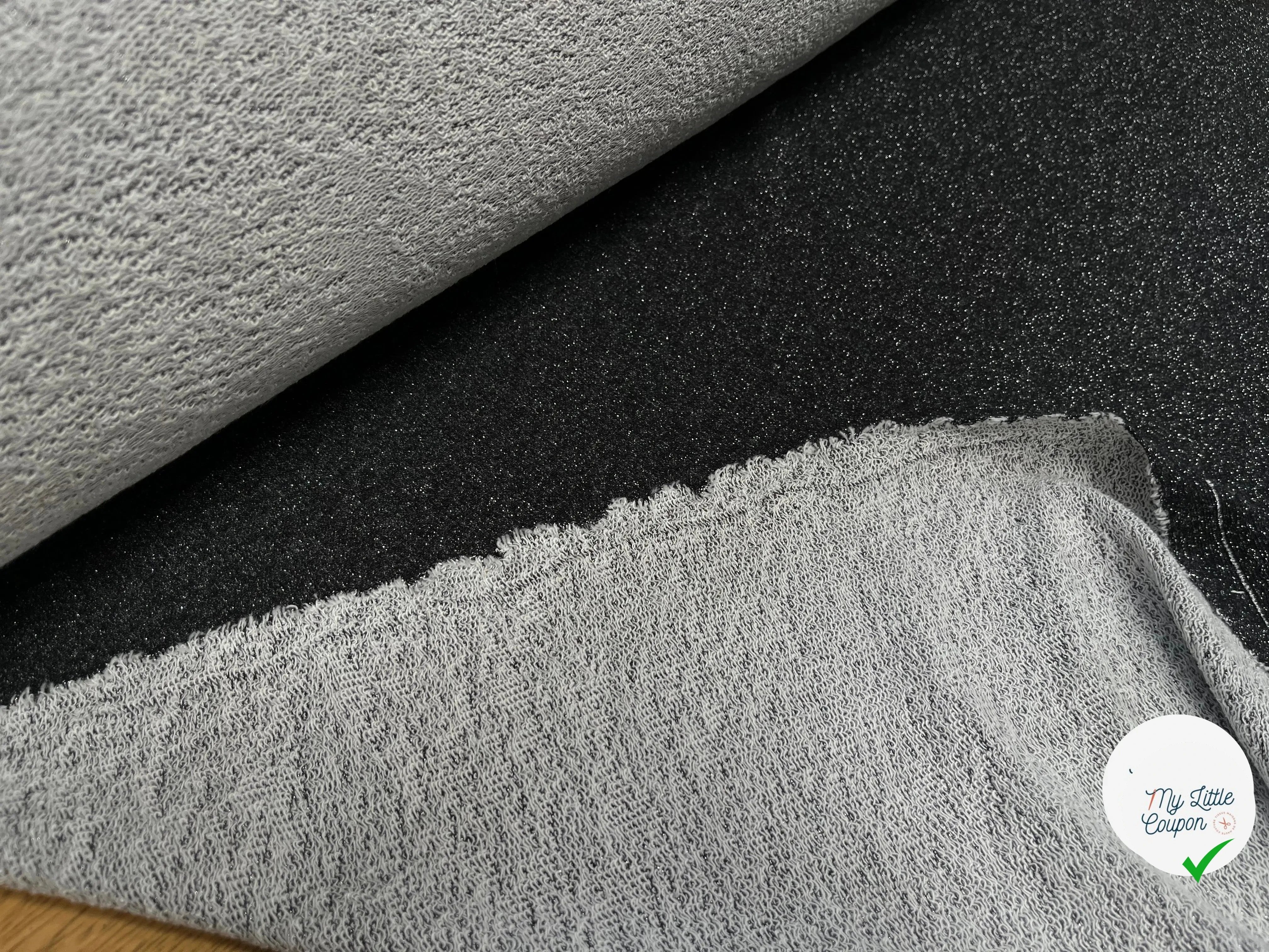 MOLLETON FIN LUREX ARGENT NOIR - My Little Coupon