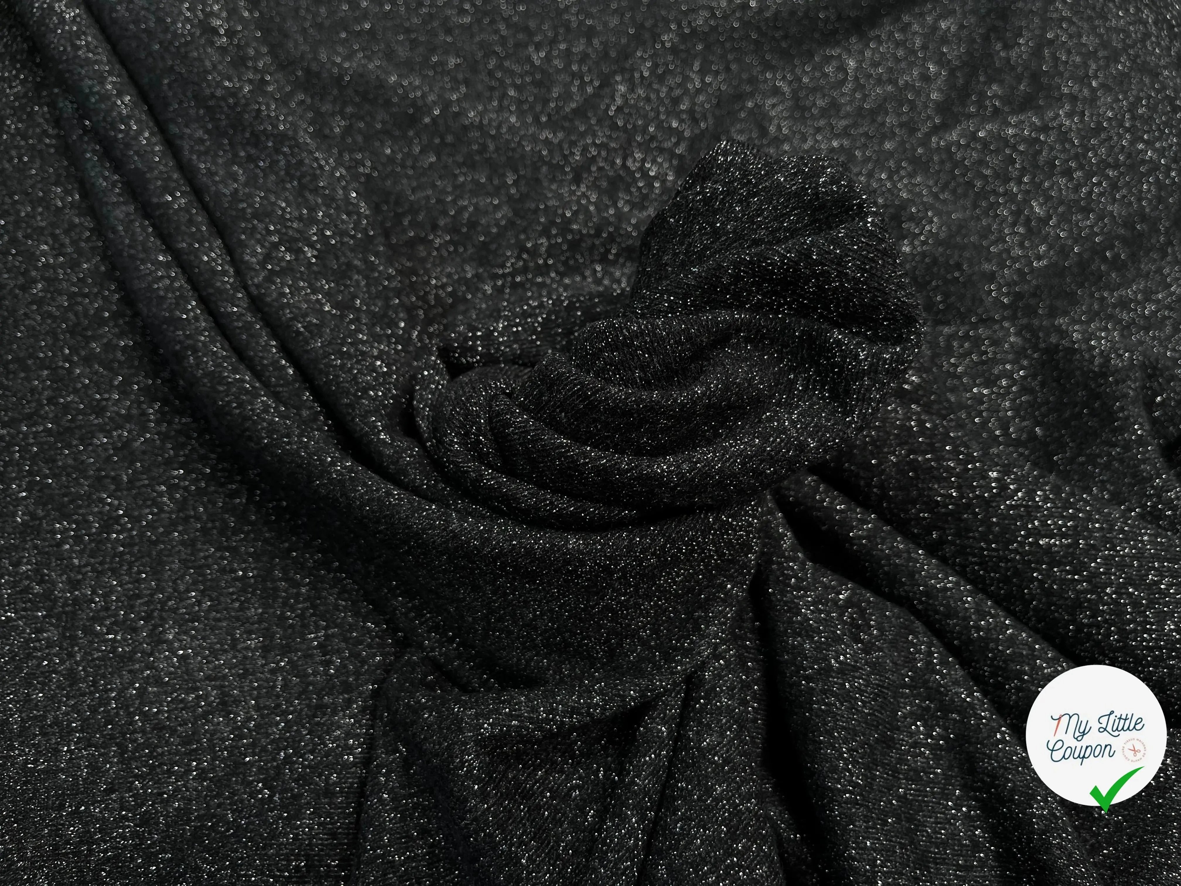 MOLLETON FIN LUREX ARGENT NOIR - My Little Coupon