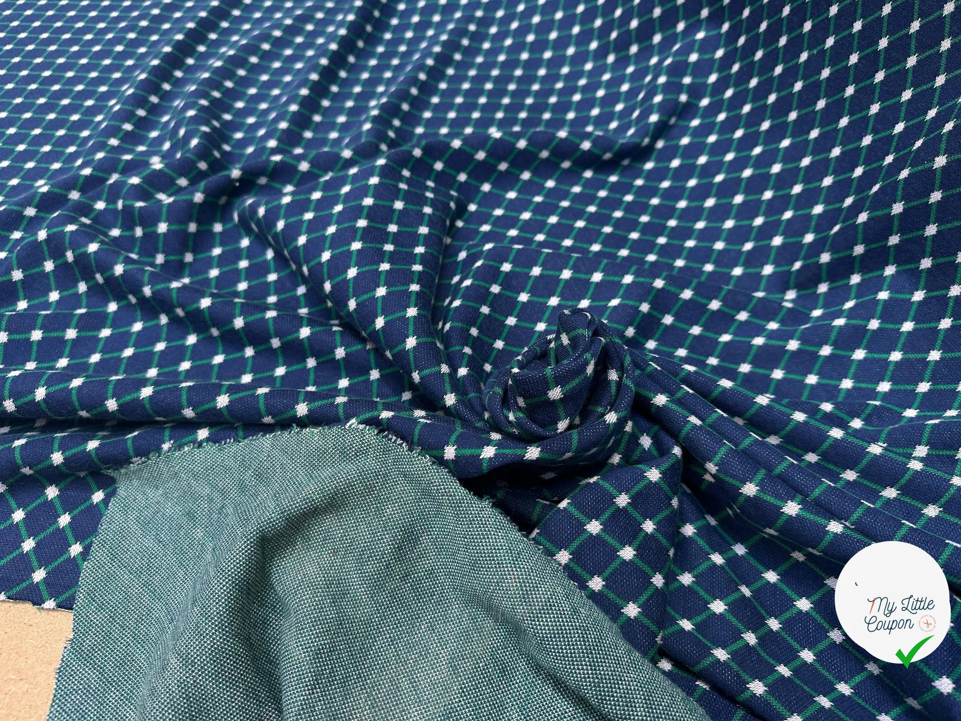 LEICHTE FLANELL KAROS GRĂN AUF BLAU - My Little Coupon