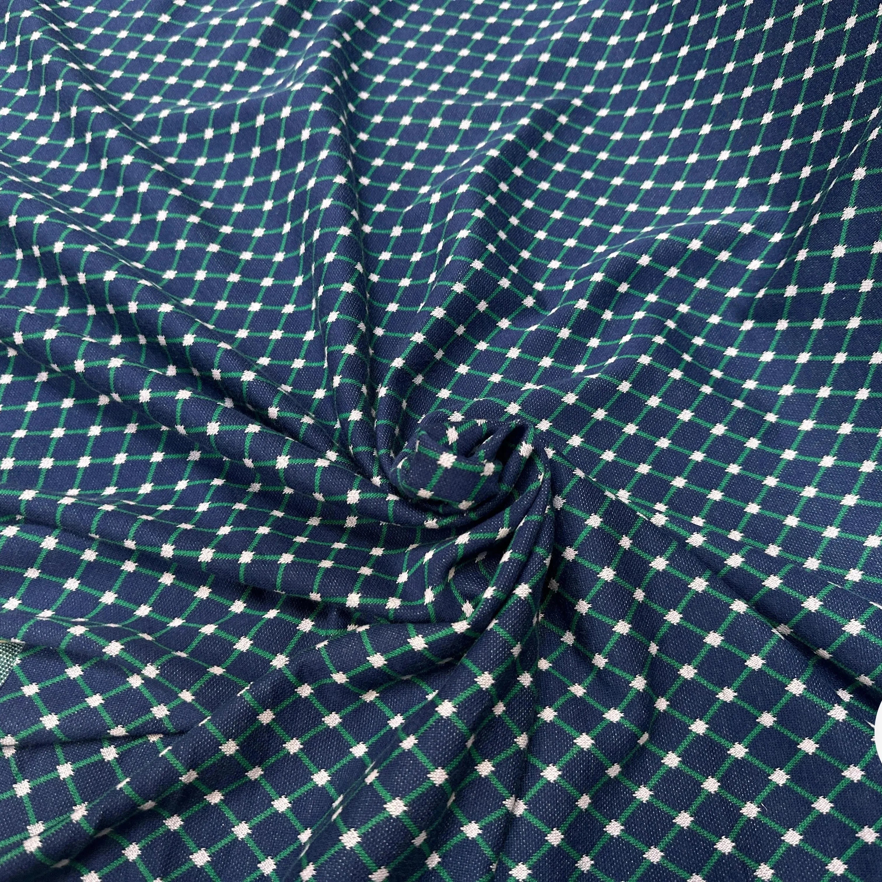 MOLLETON LEGER CARREAUX VERTS FOND BLEU - My Little Coupon