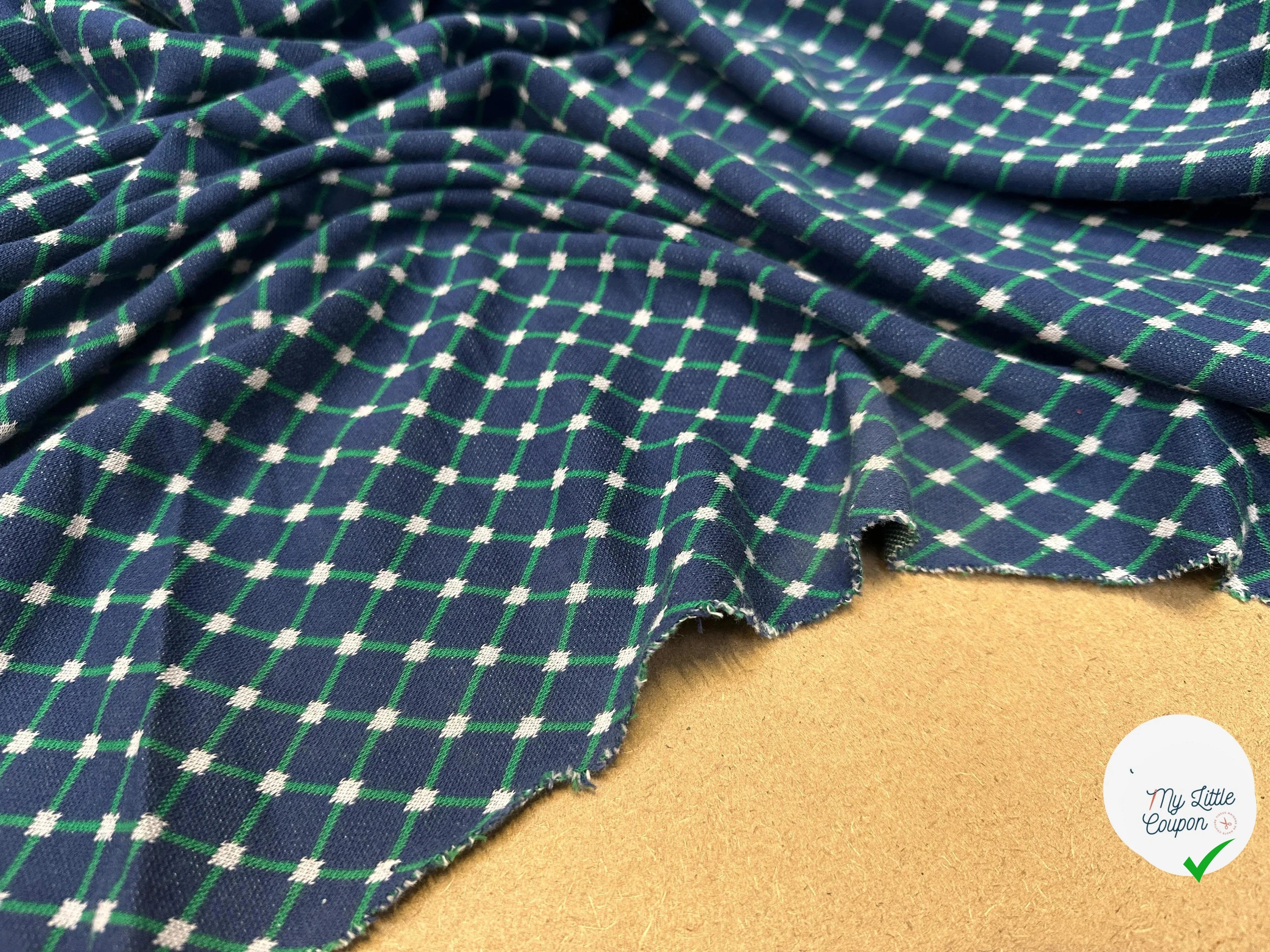 LEICHTE FLANELL KAROS GRĂN AUF BLAU - My Little Coupon