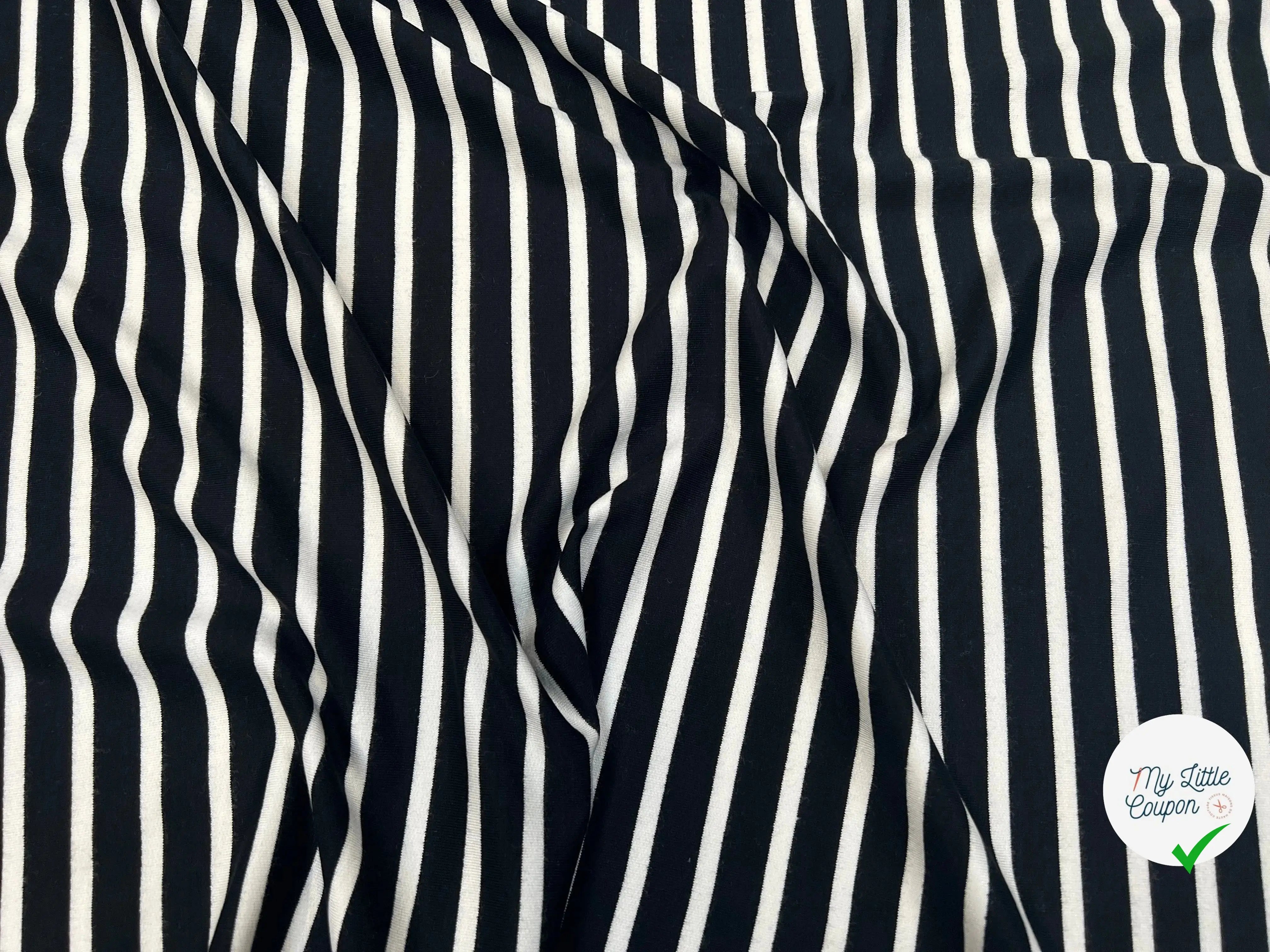 MOLLETON VISCOSE EMERISERISÉ RAYURE BLANC FOND NOIR MSO