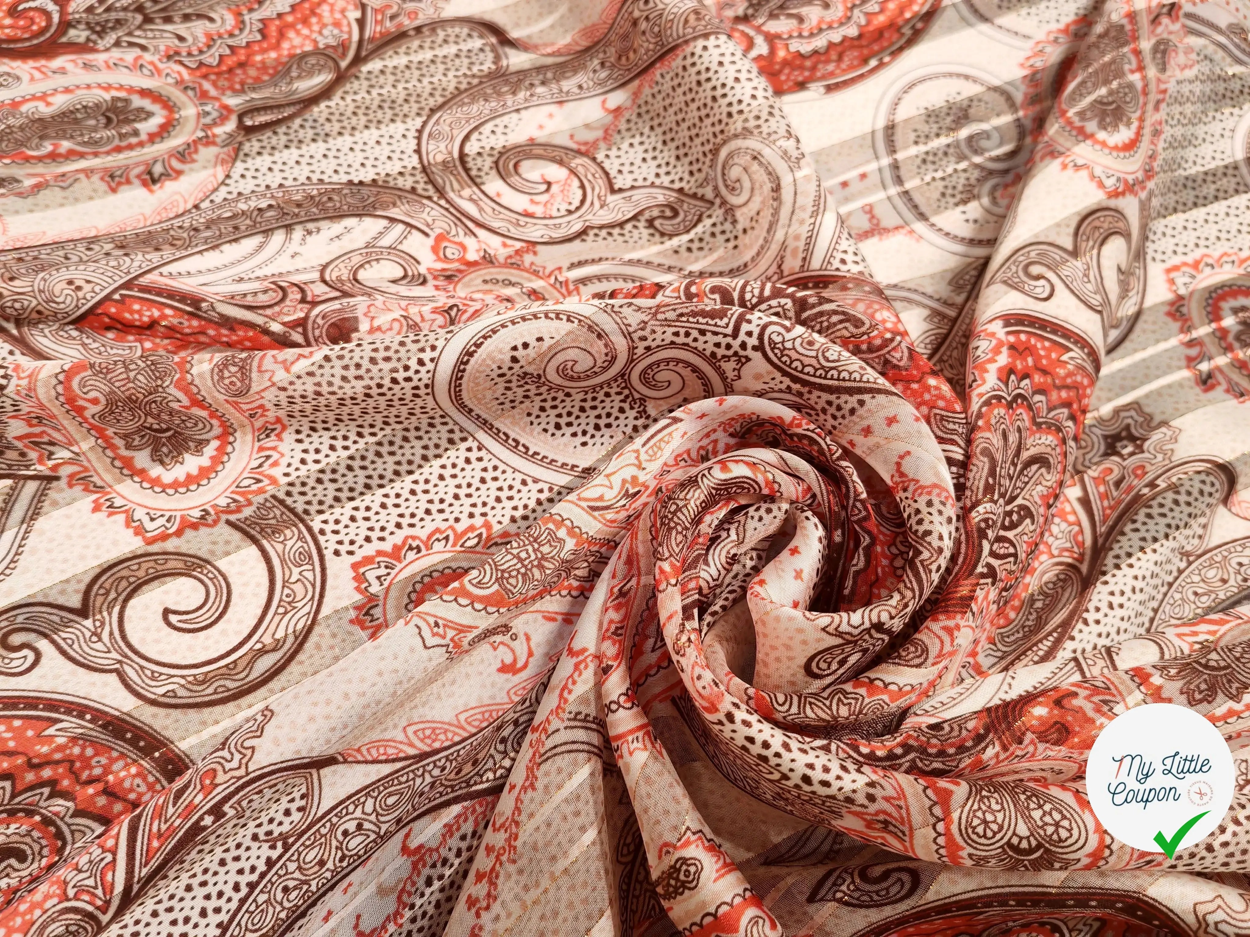 MOUSSELINE BANDANA ABSTRAIT ROUGE & SAUMON - My Little Coupon