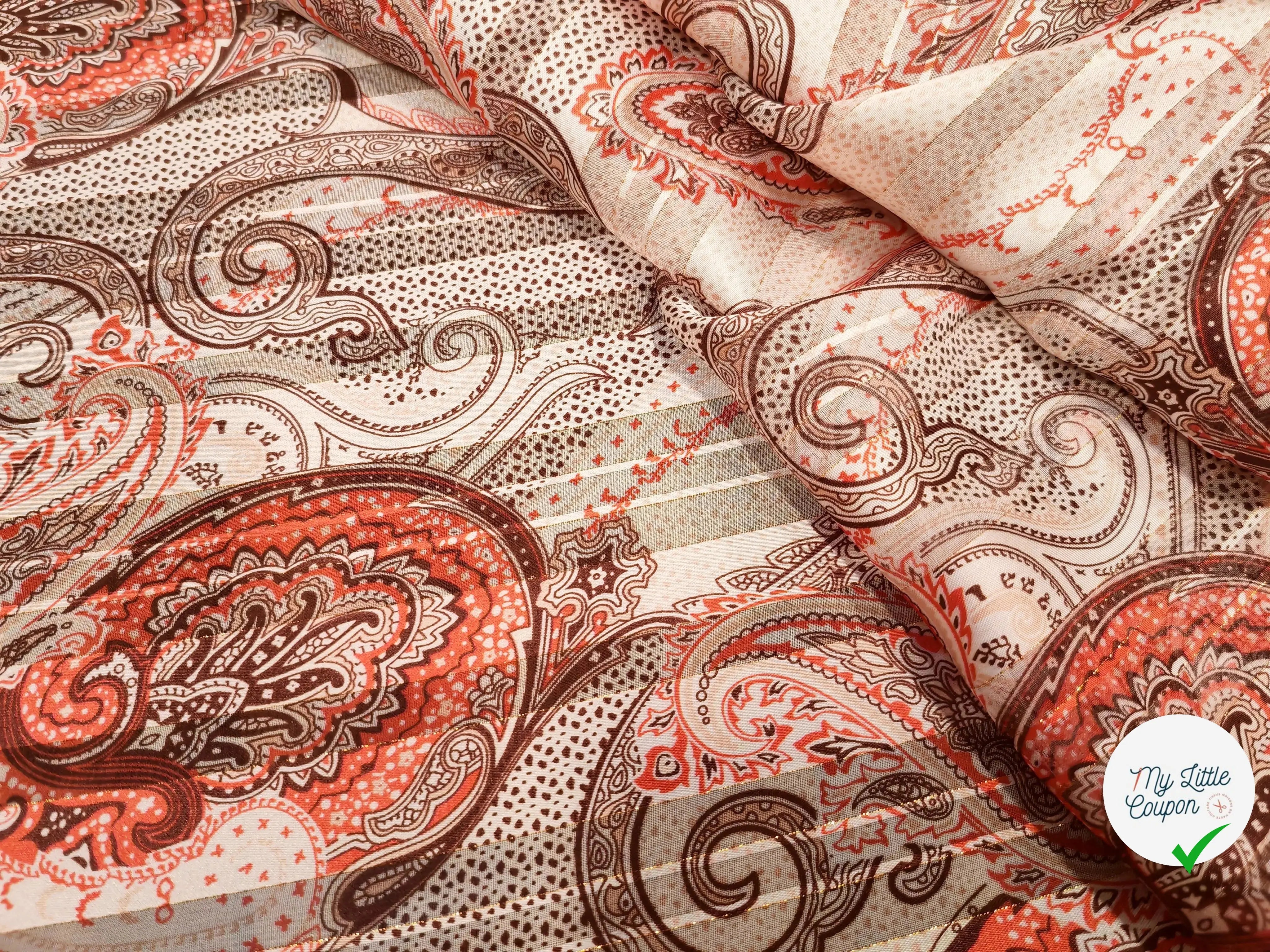 MOUSSELINE BANDANA ABSTRAIT ROUGE & SAUMON - My Little Coupon