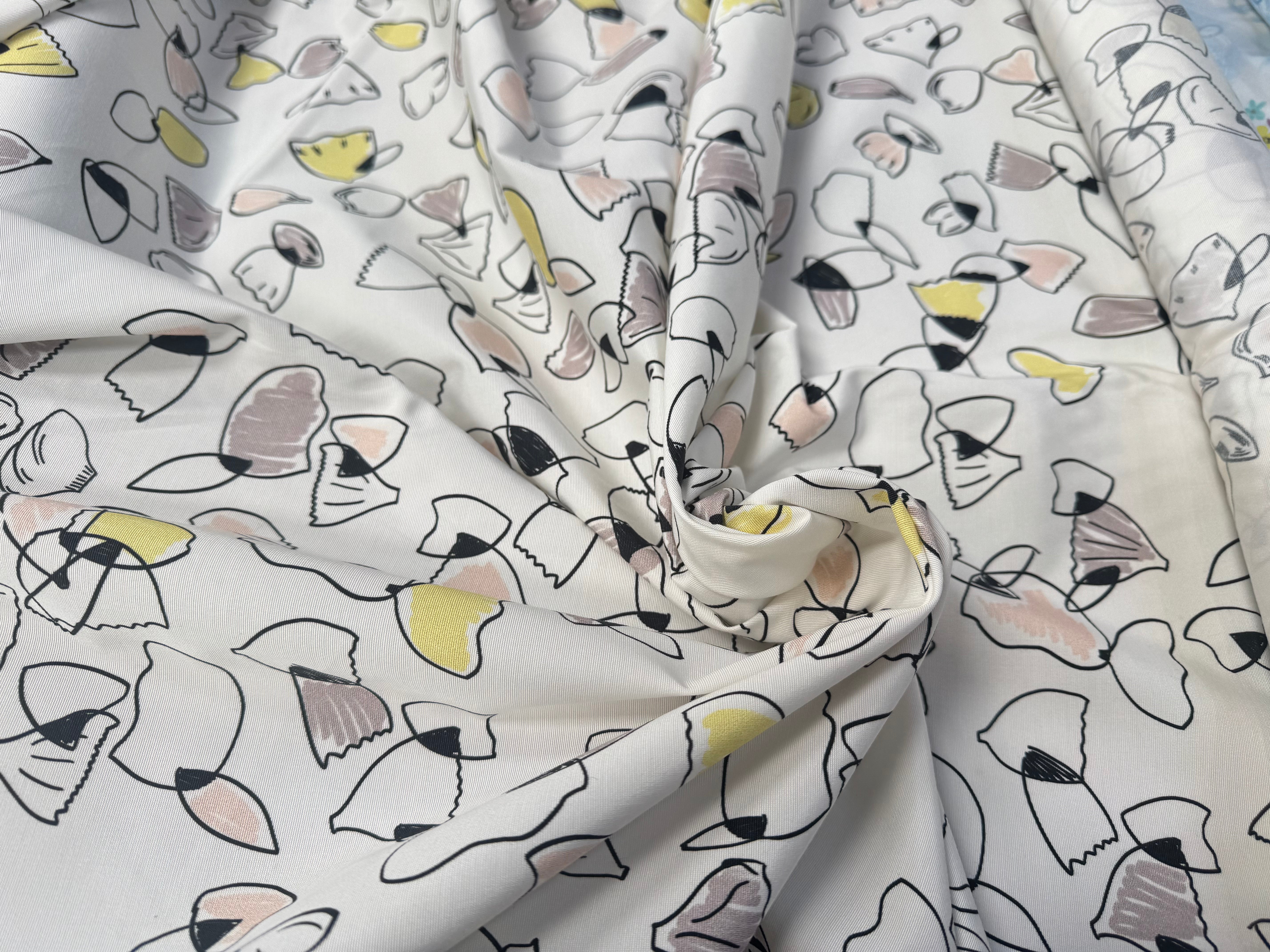 (Chute) OTTOMAN STRETCH VISOSE COTON IMPRIMÉ FLEURS FOND BLANC - My Little Coupon