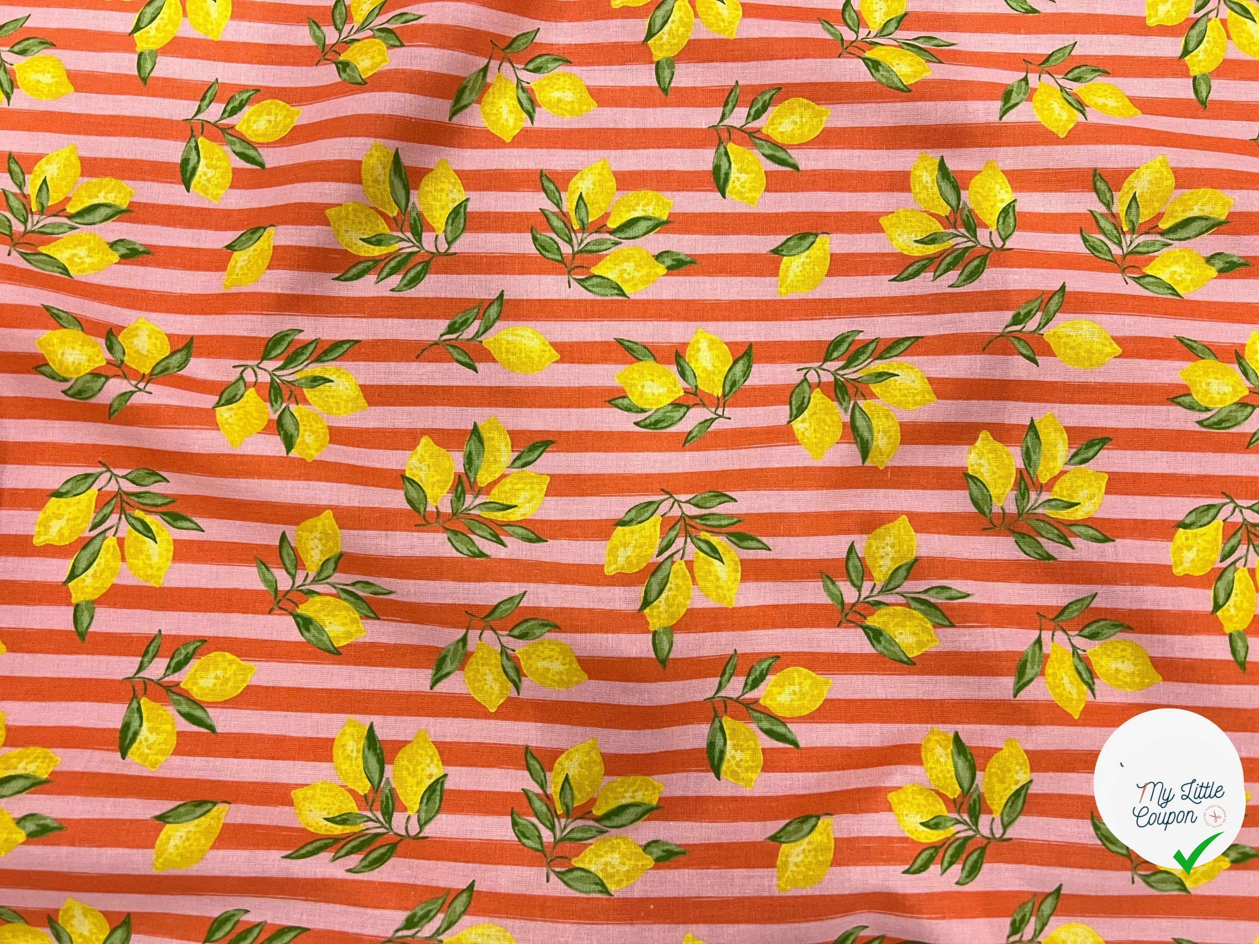 PERCALE COTON ETNA ROSE ORANGE PRINT - My Little Coupon