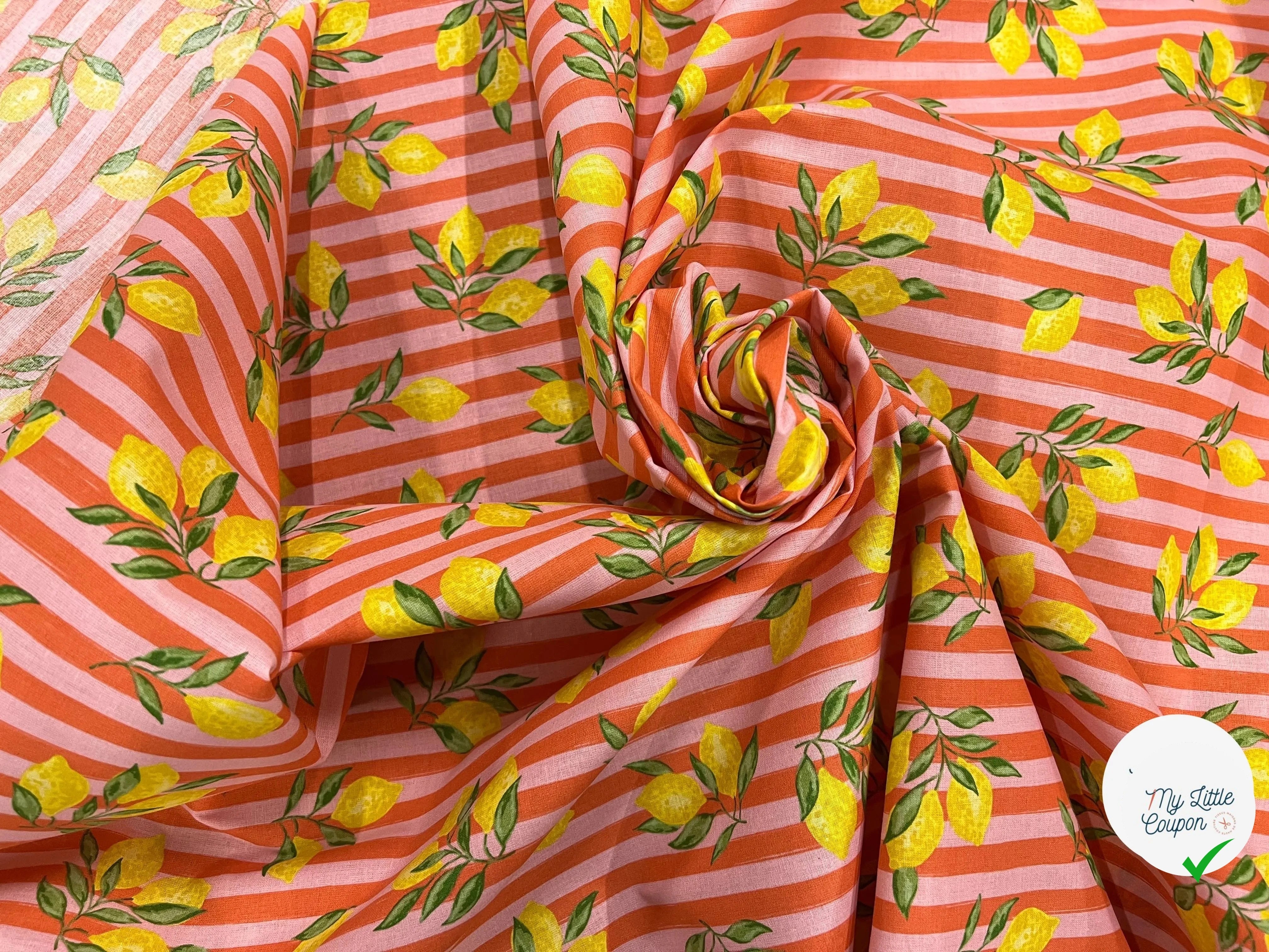 PERCALE COTON ETNA ROSE ORANGE PRINT - My Little Coupon