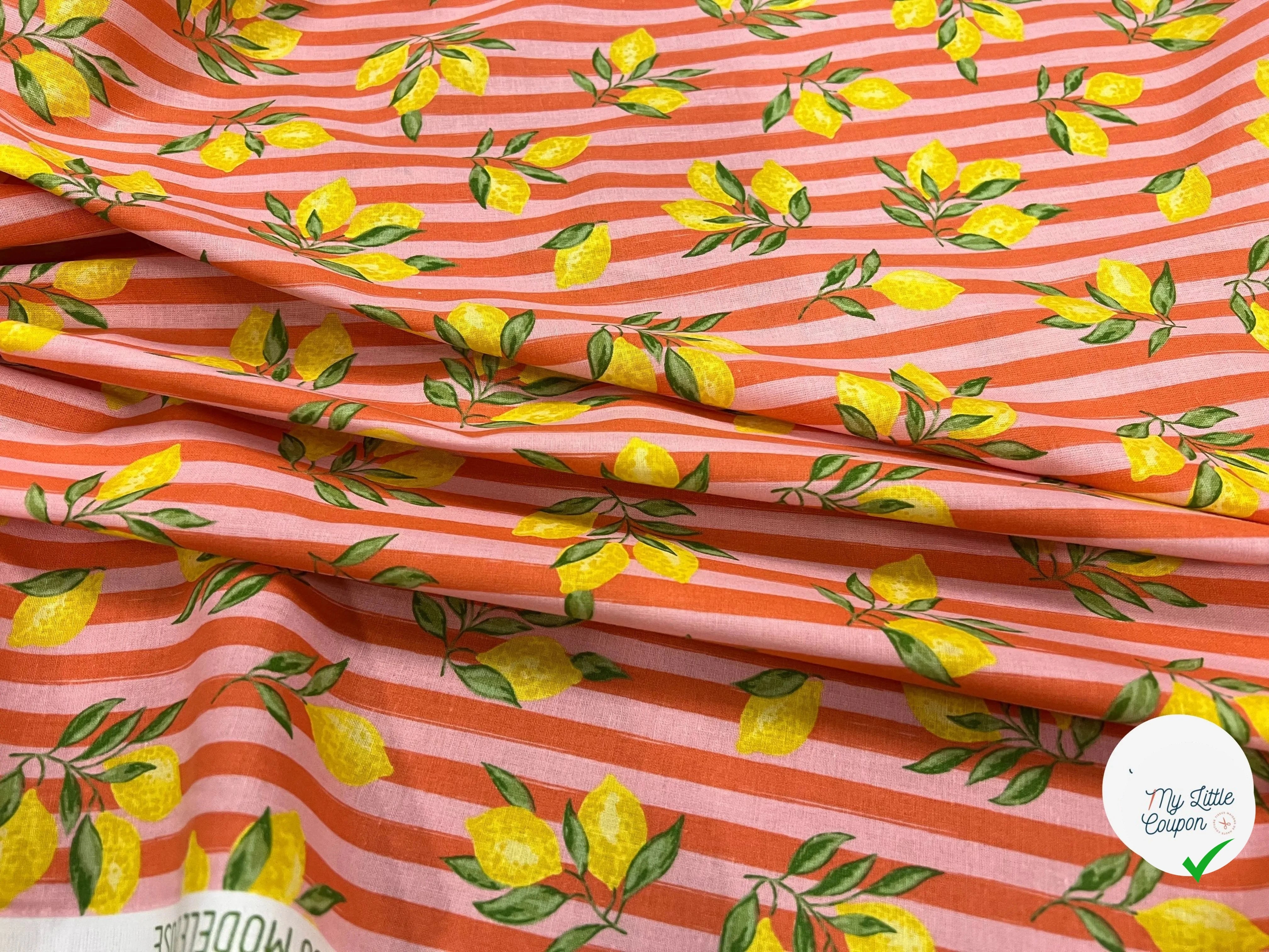 PERCALE COTON ETNA ROSE ORANGE PRINT - My Little Coupon
