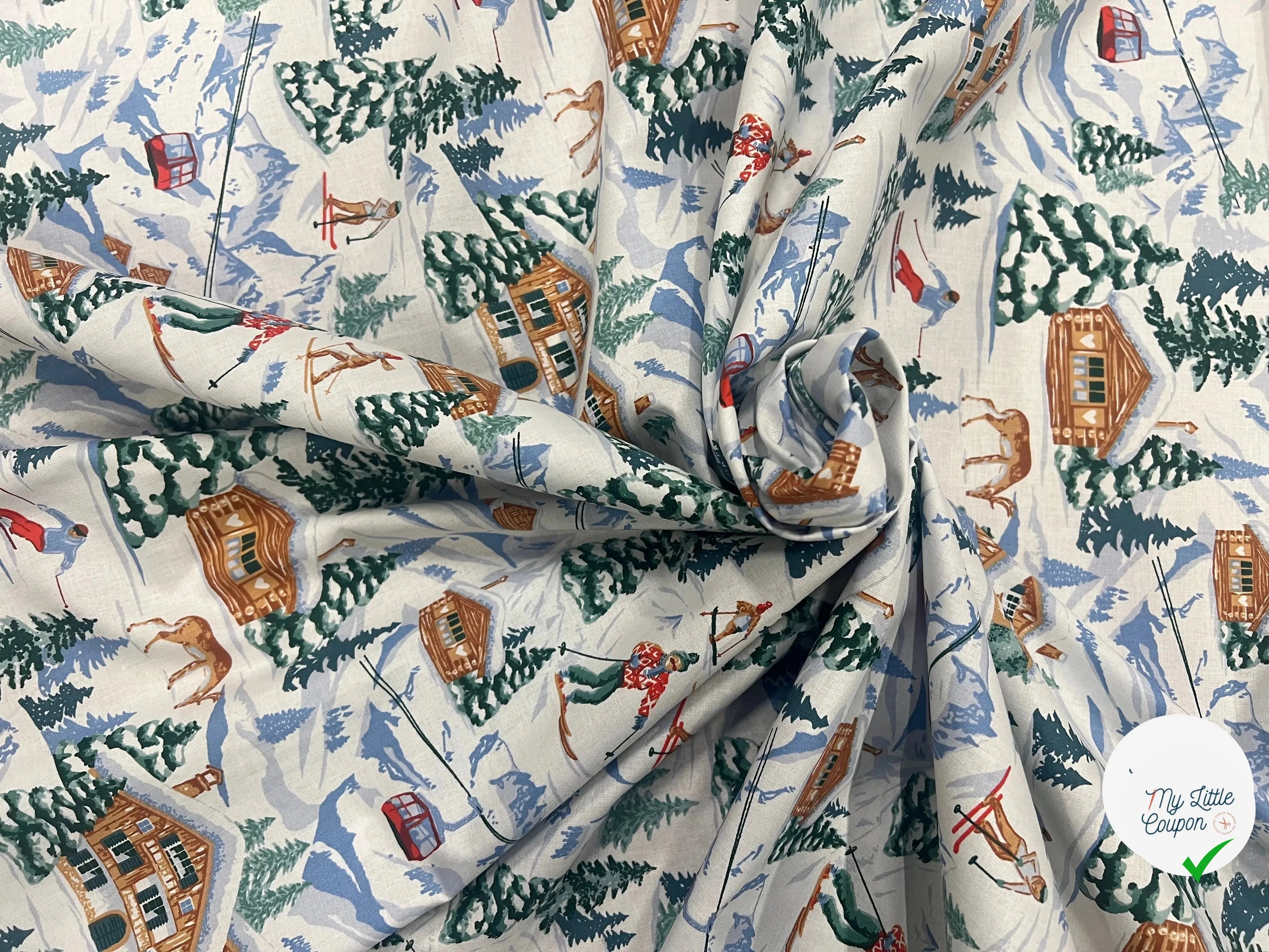 PERCALE COTON MERIBEL BLANC PRINT - My Little Coupon