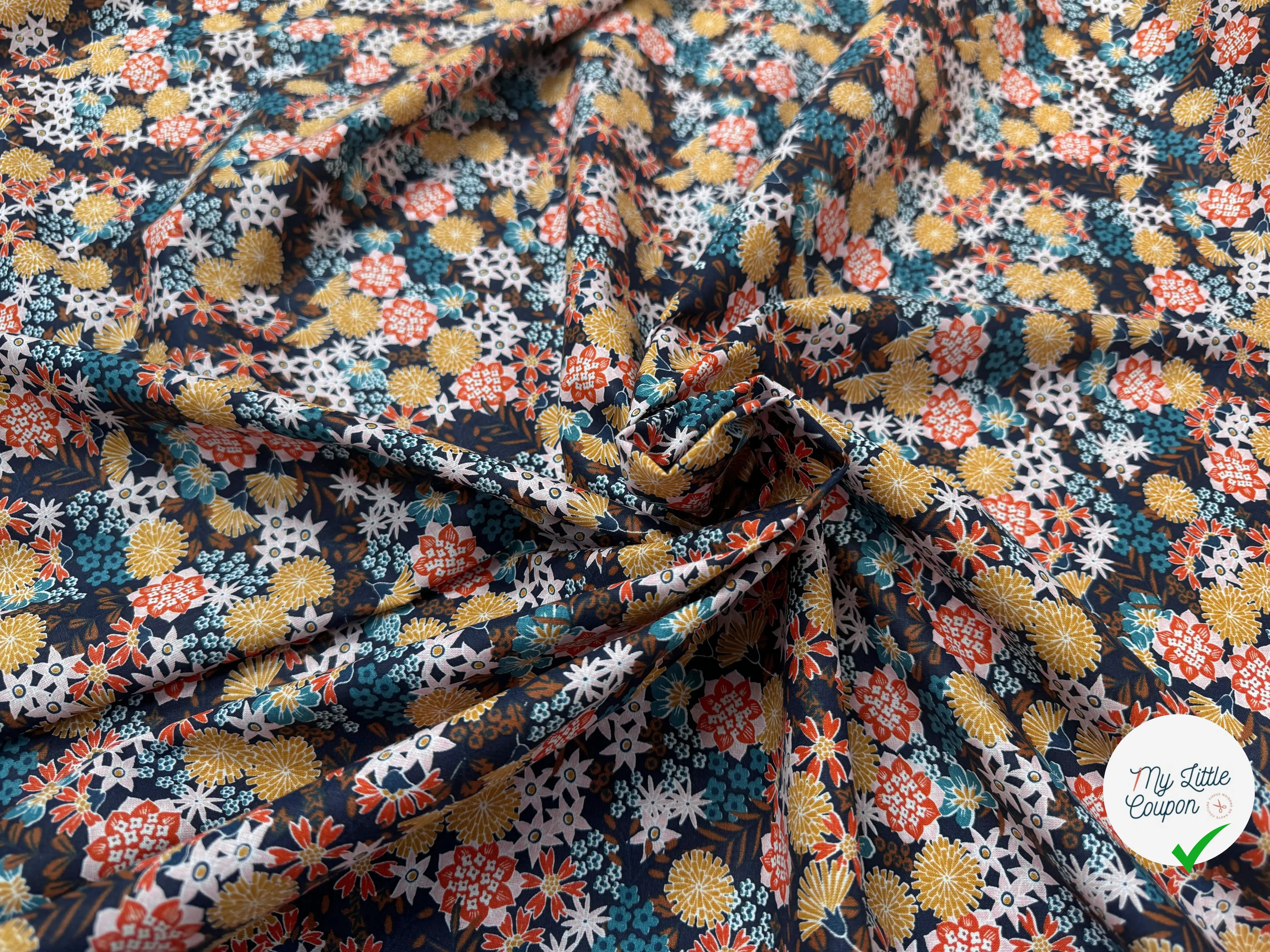 PERCALE DE COTON AKEMI MARINE 150 CM - My Little Coupon