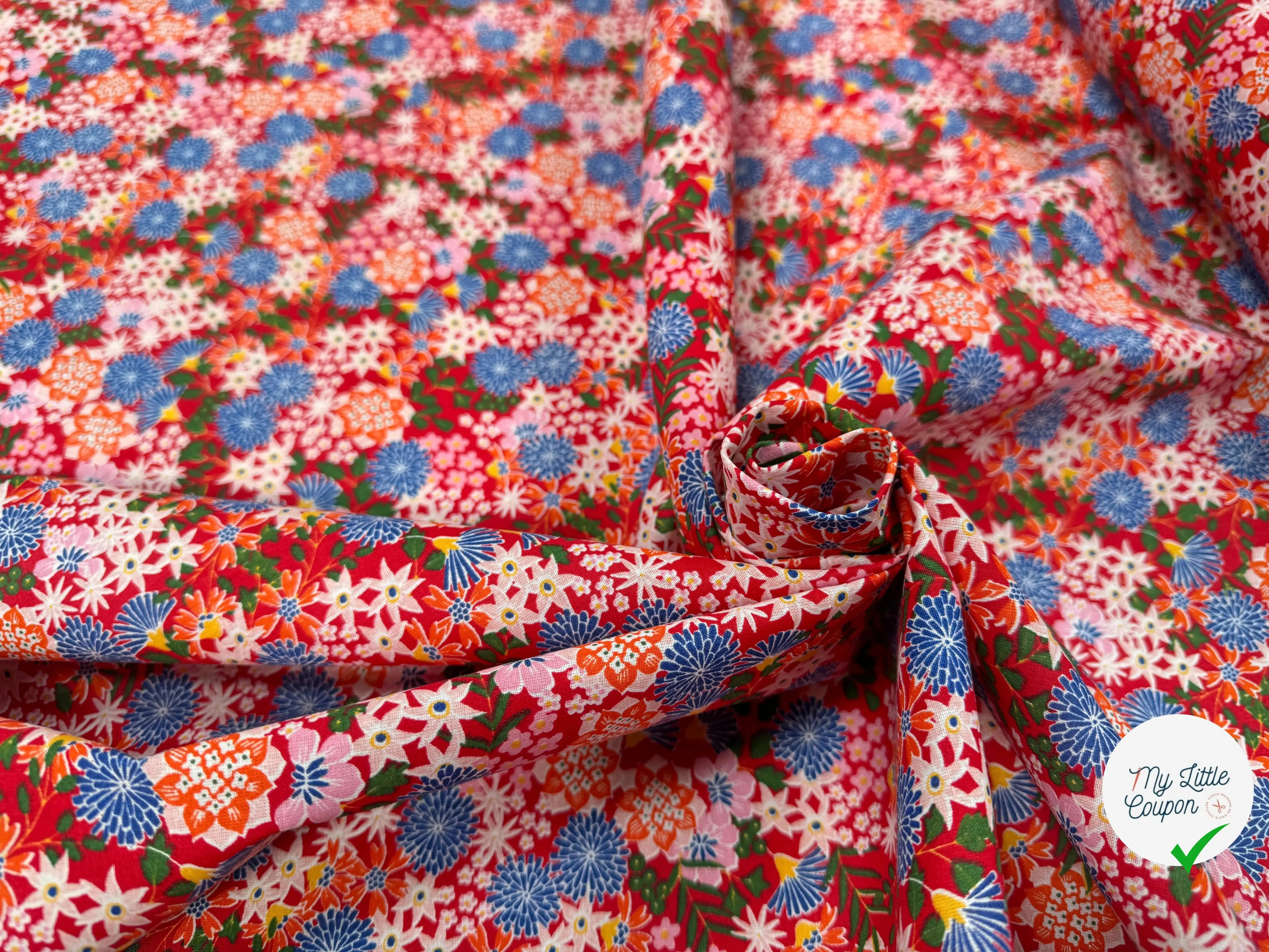 PERCALE DE COTON AKEMI ROUGE - My Little Coupon