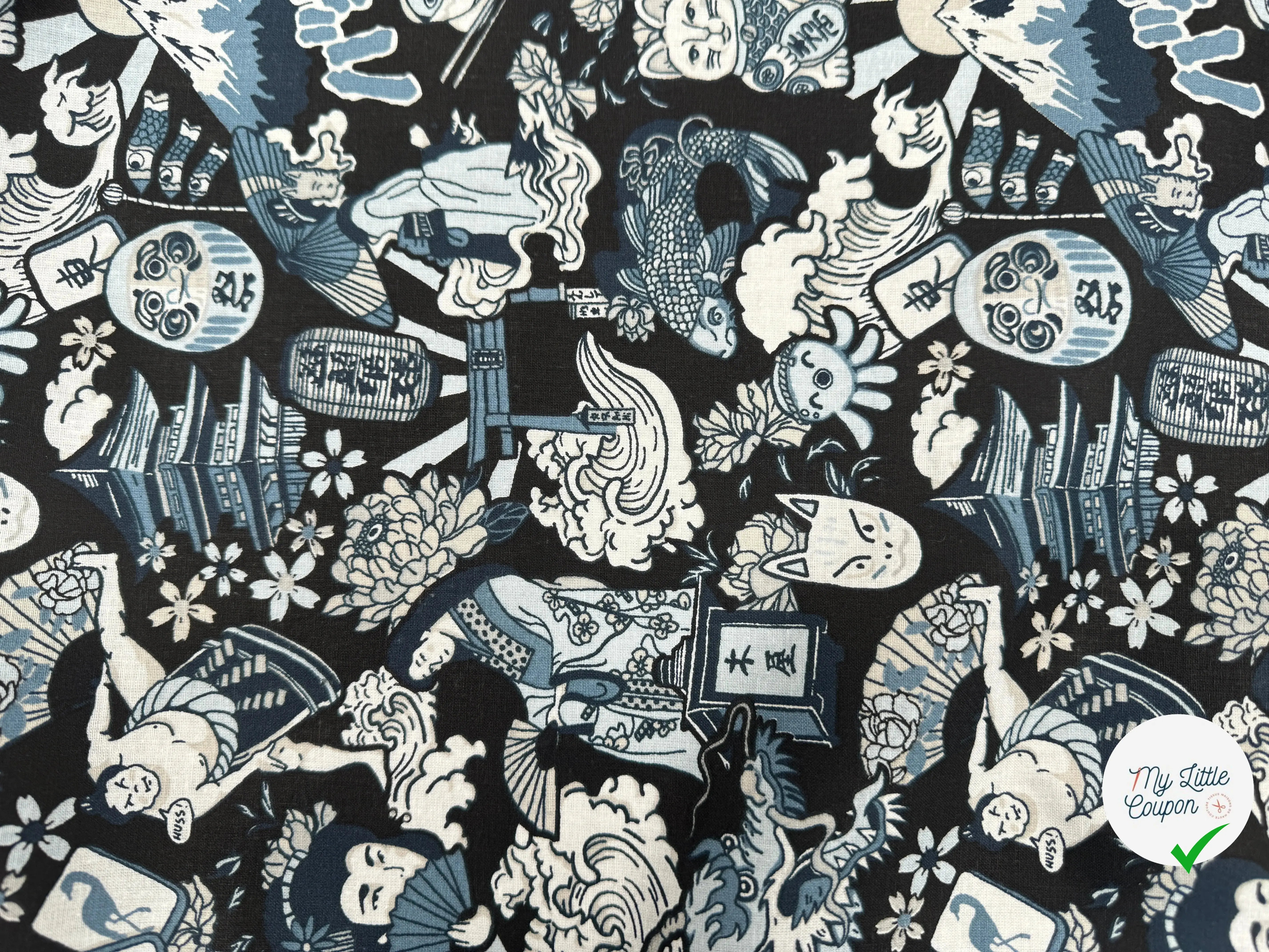 PERCALE DE COTON DARUMA INDIGO - My Little Coupon