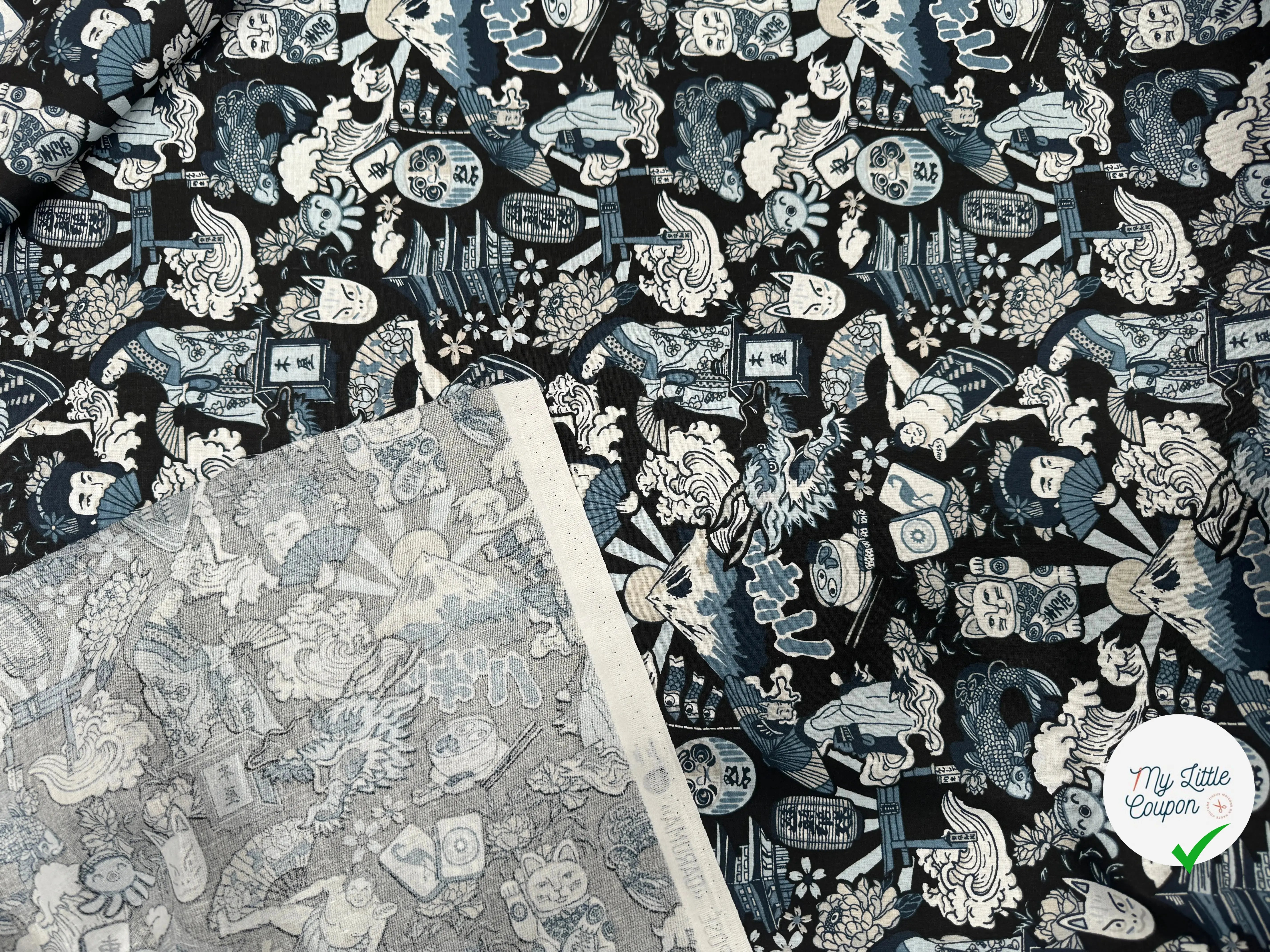 PERCALE DE COTON DARUMA INDIGO - My Little Coupon