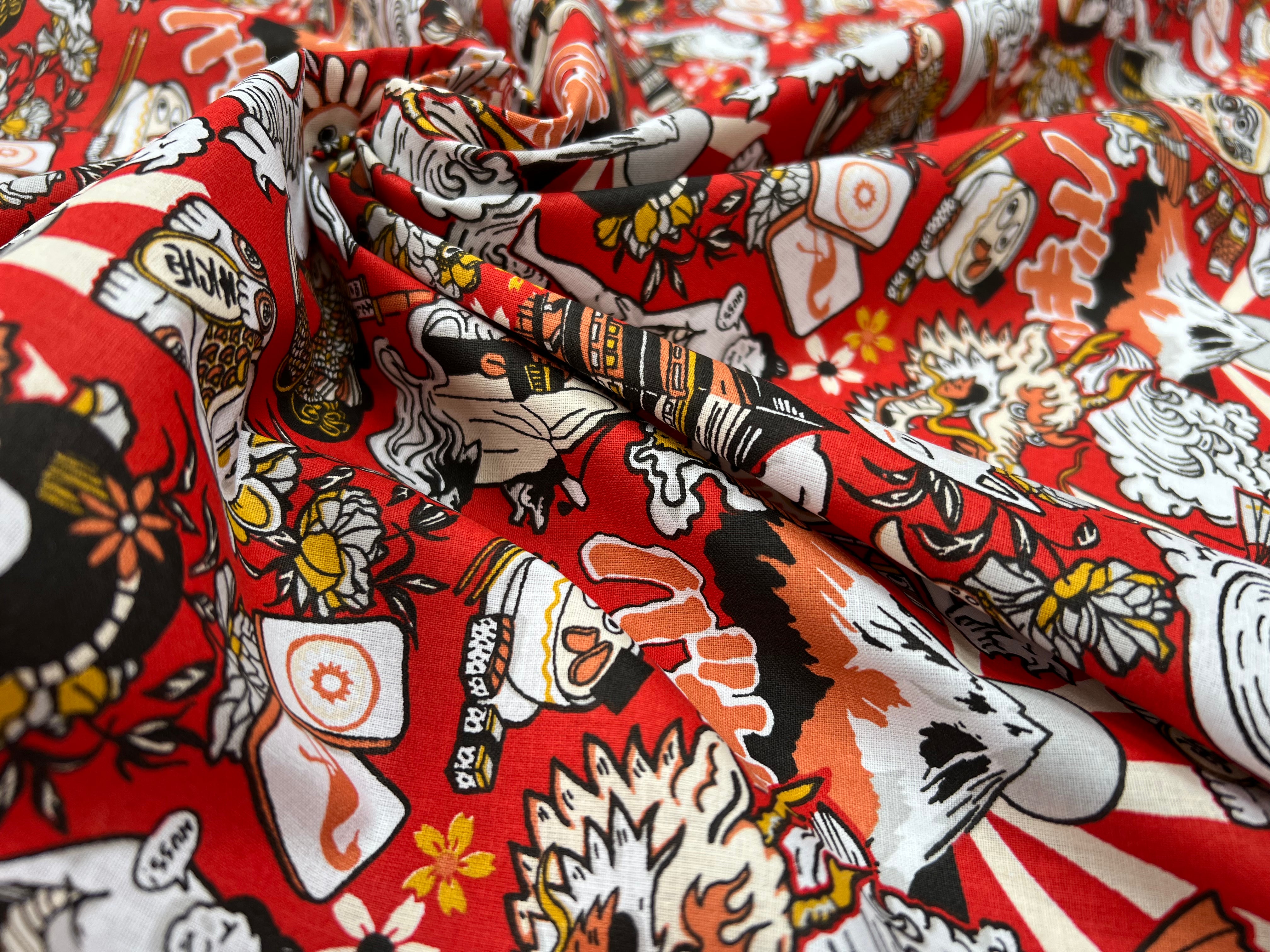 PERCALE DE COTON DARUMA ROUGE - My Little Coupon